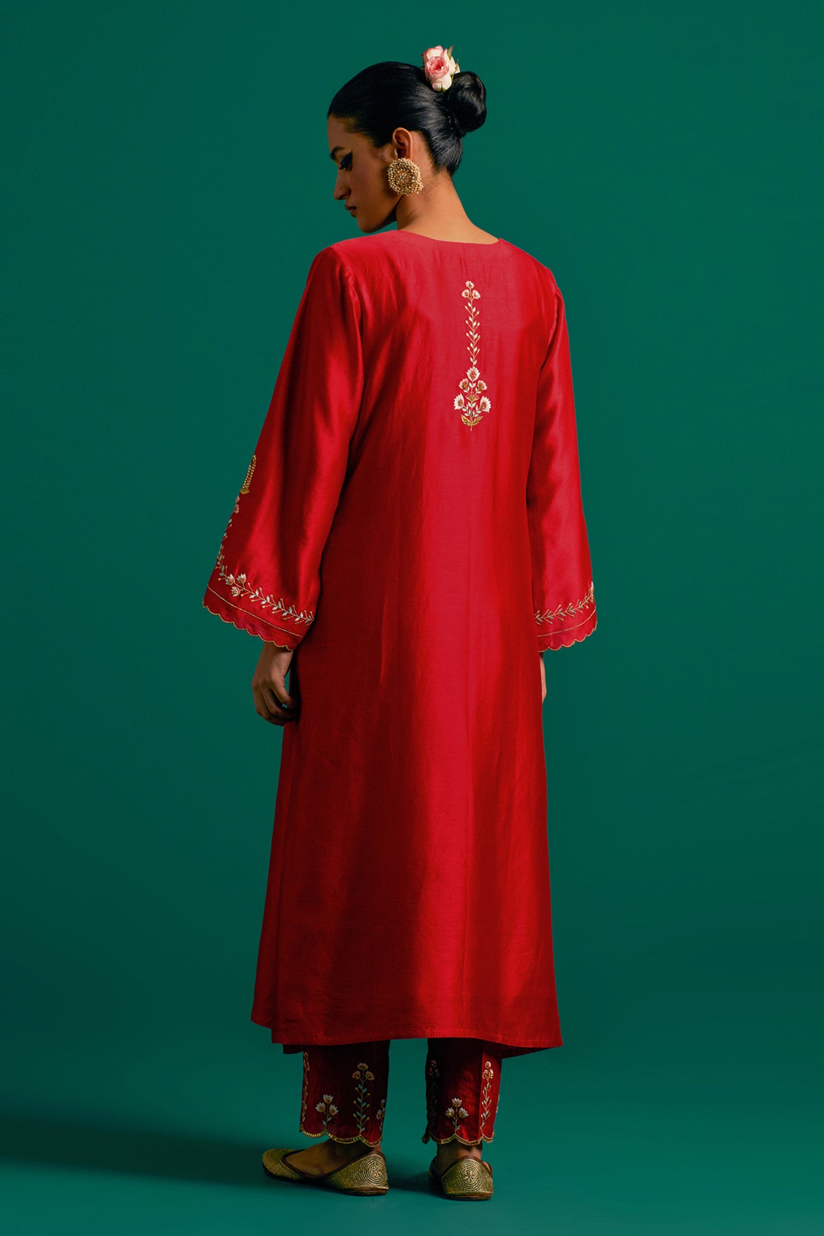 Red Silk Chanderi Kurta and Pant