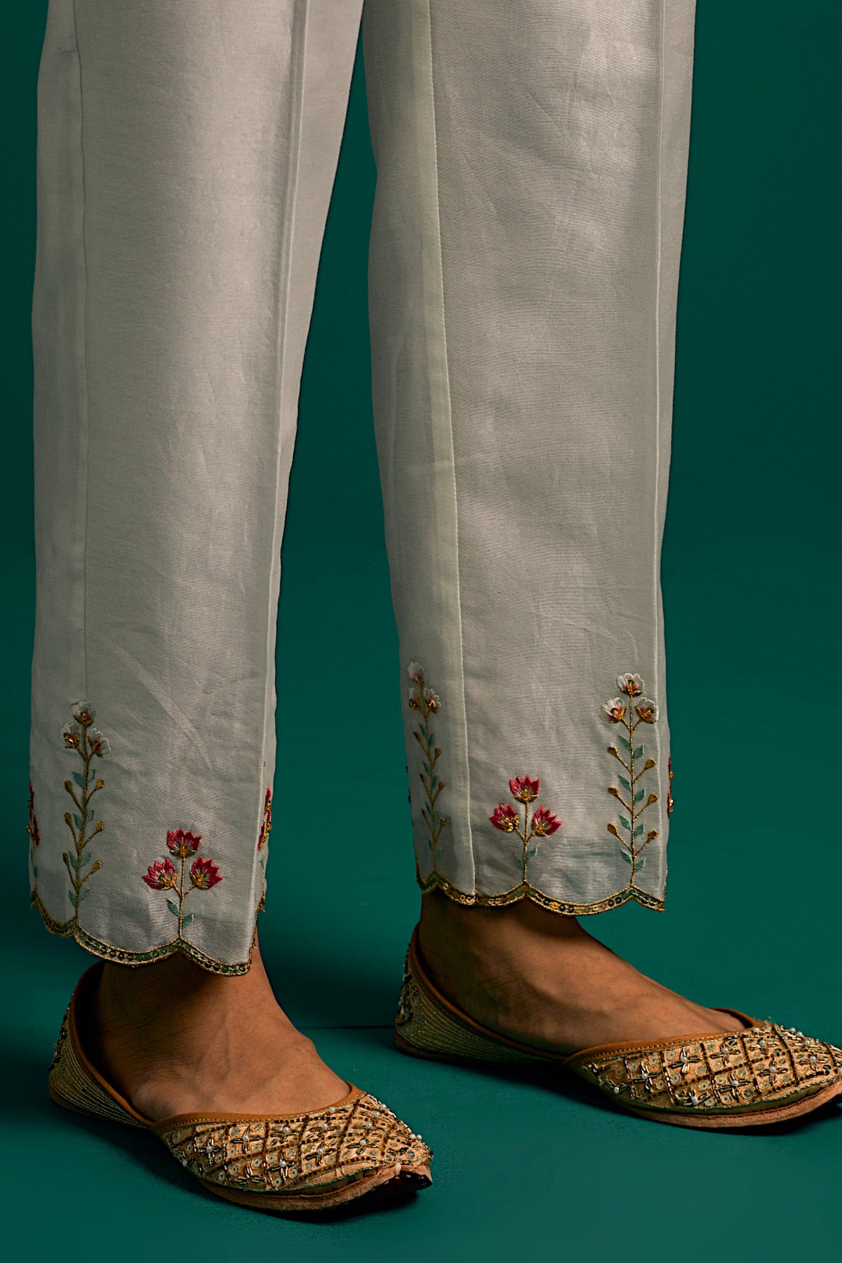 Off White Silk Chanderi Kurta and Pant