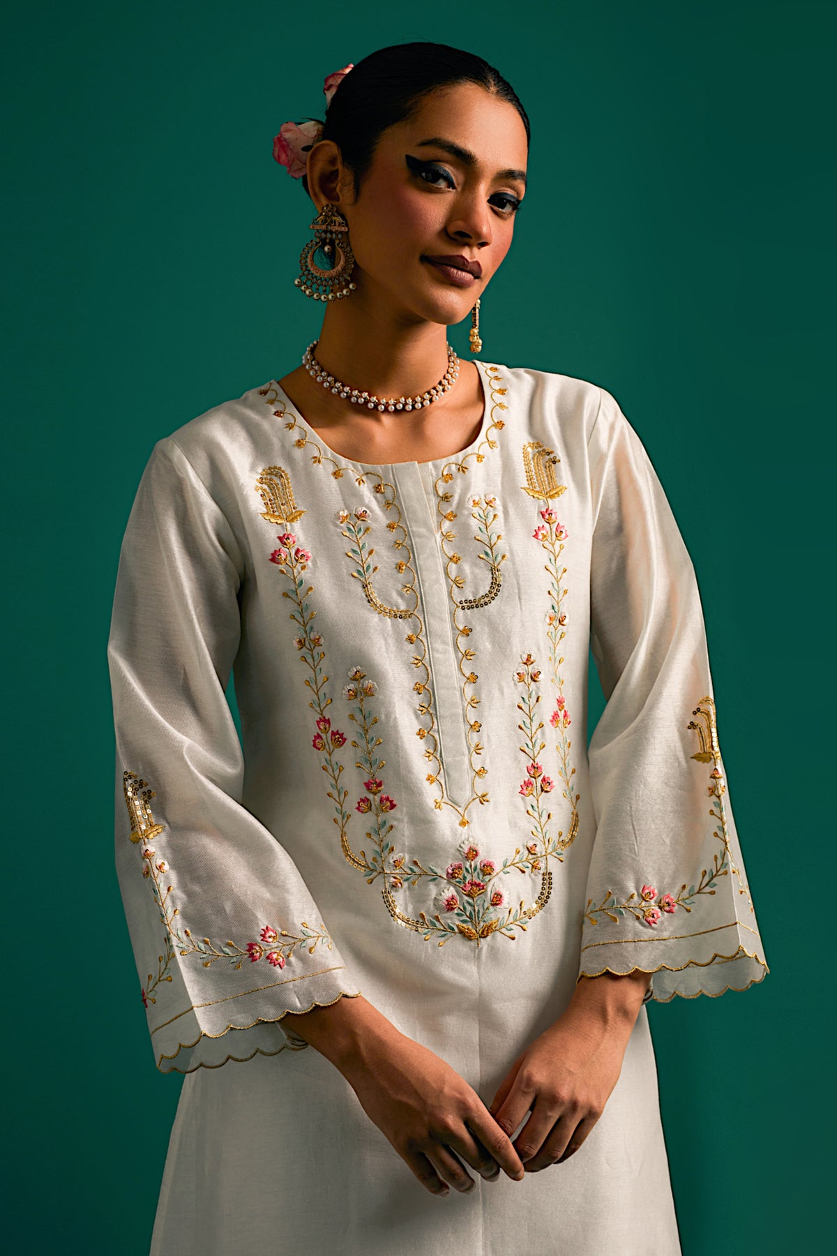 Off White Silk Chanderi Kurta and Pant