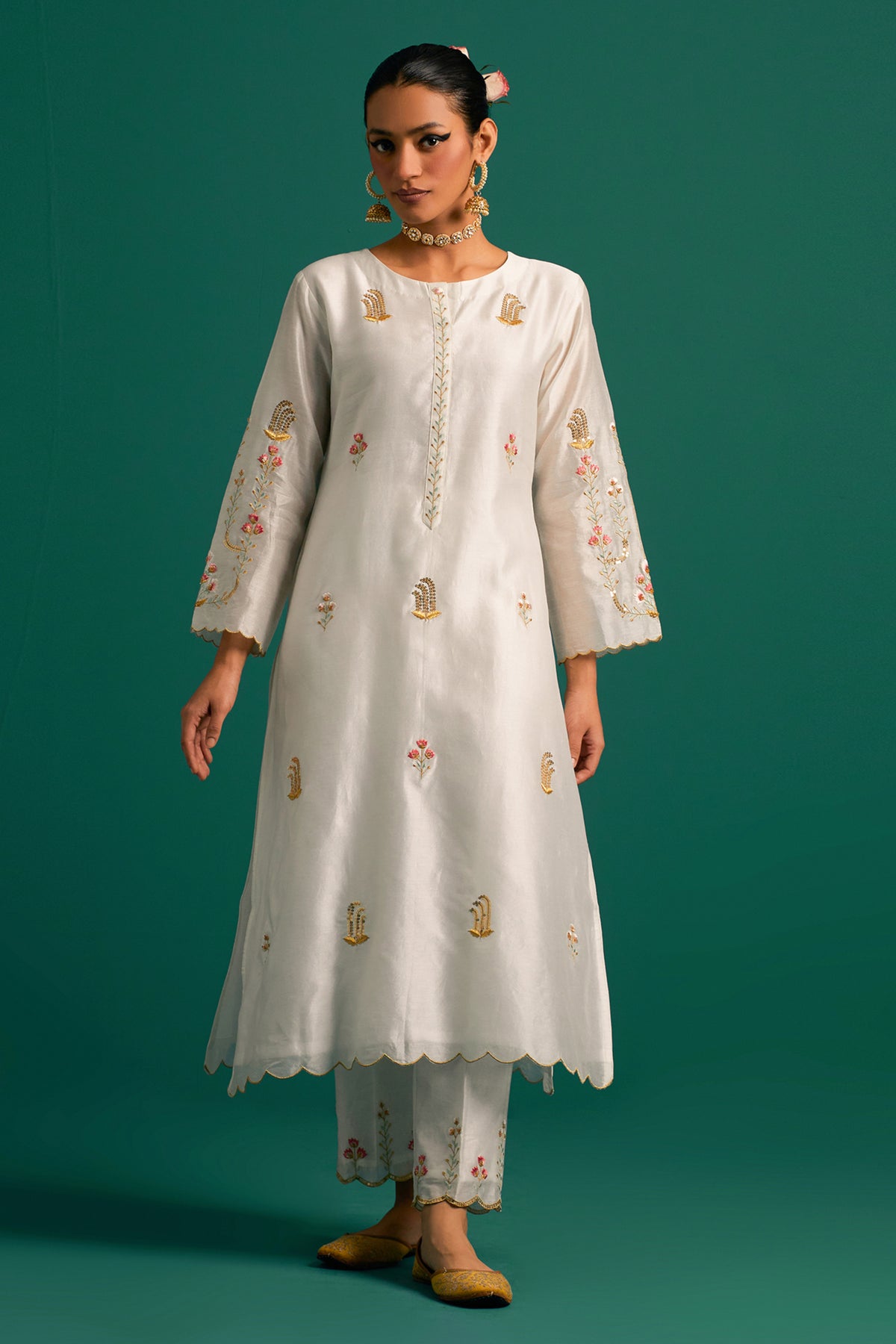 Off White Silk Chanderi Kurta and Pant