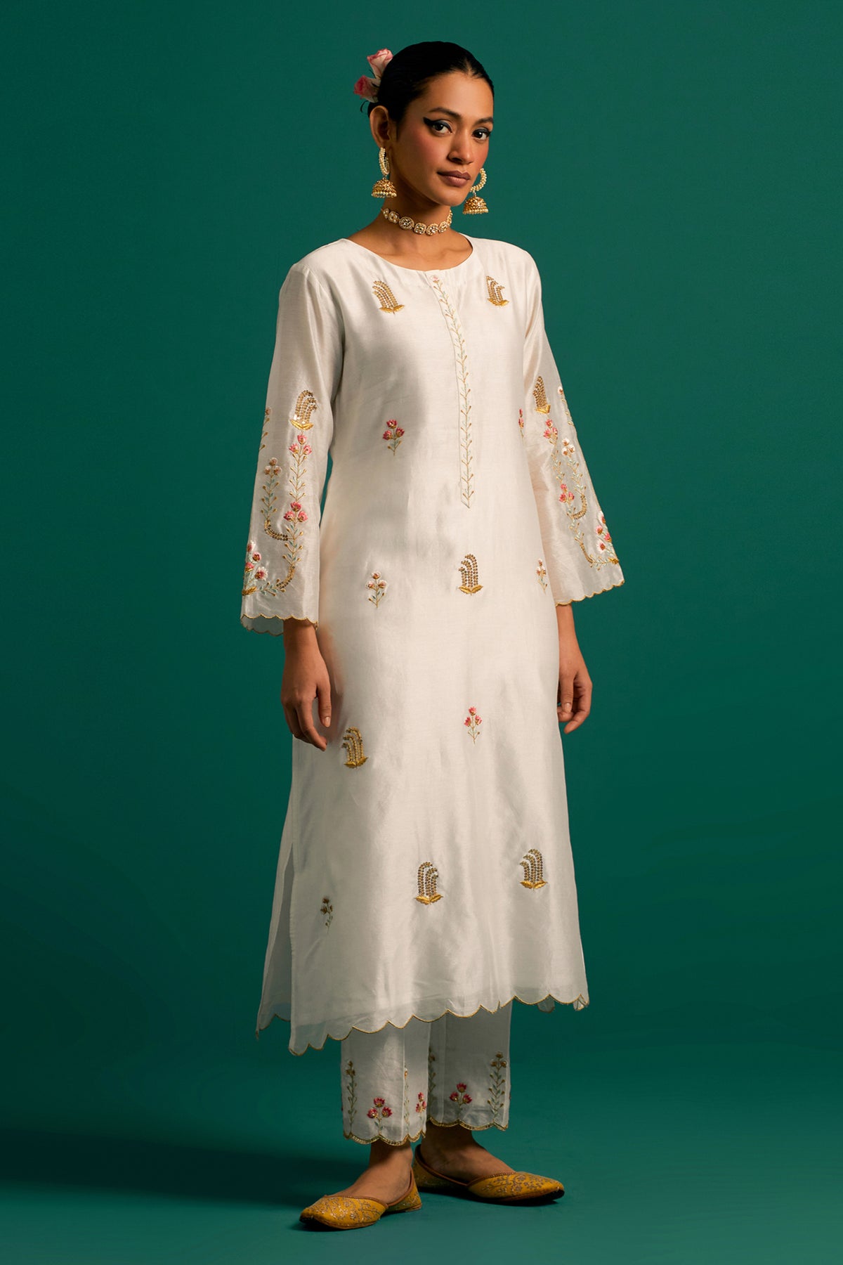 Off White Silk Chanderi Kurta and Pant