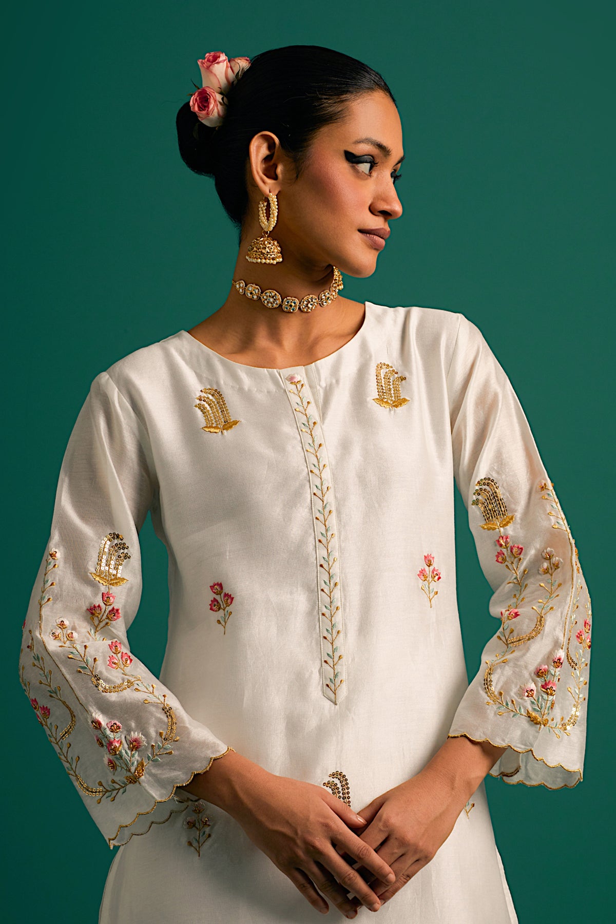 Off White Silk Chanderi Kurta and Pant