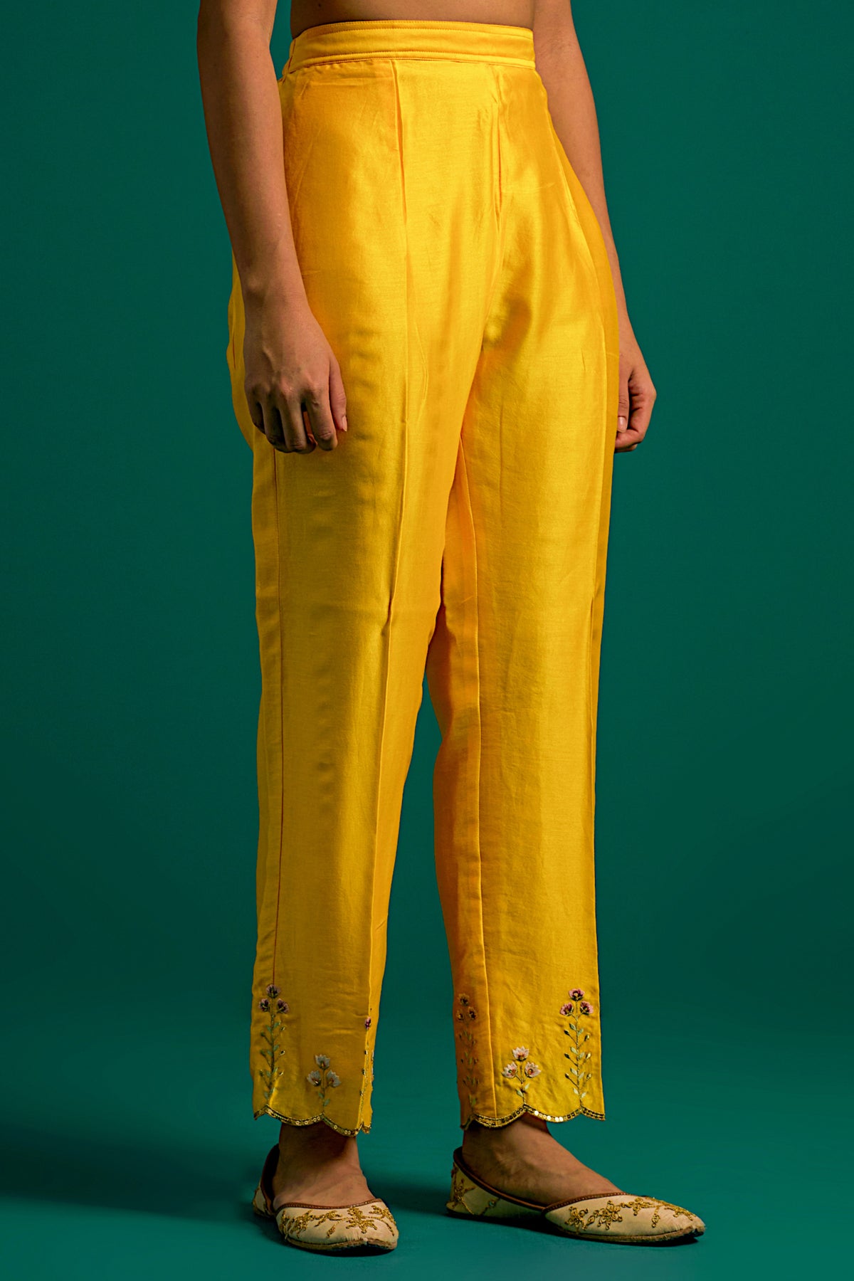 Yellow Silk Chanderi Kurta and Pant