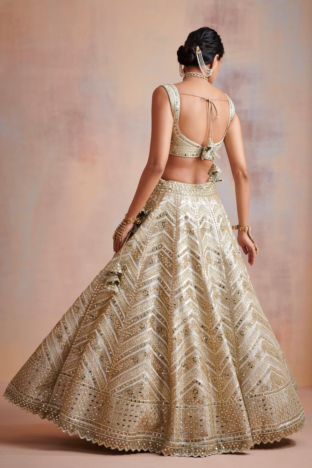 Ivory tissue lehenga set