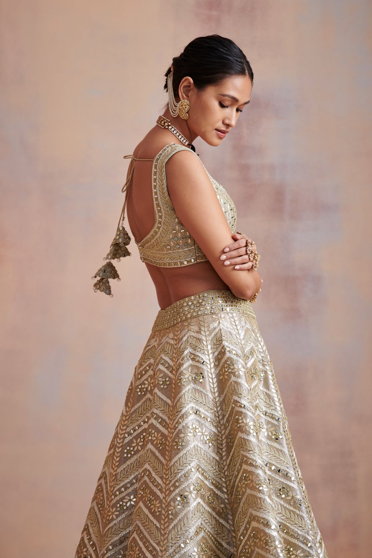 Ivory tissue lehenga set