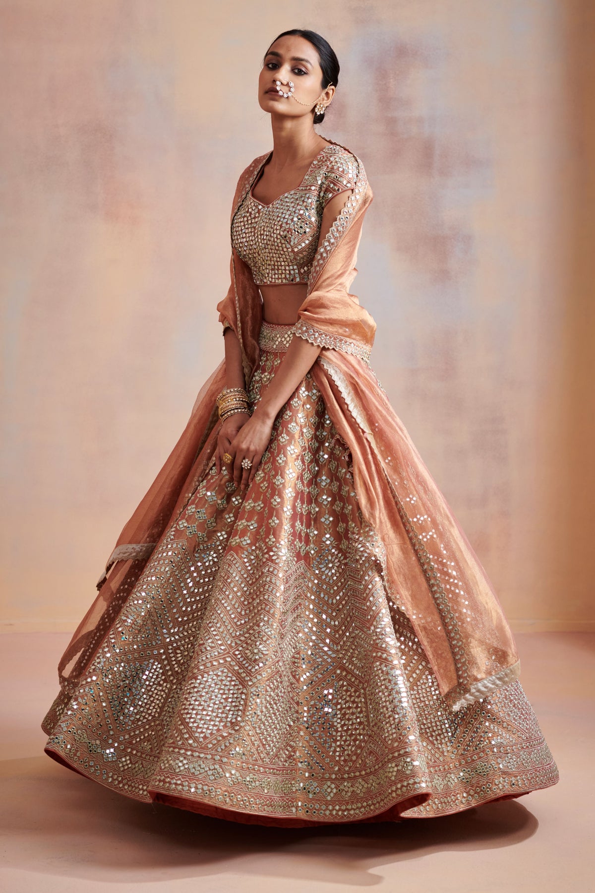 Rust tissue lehenga set