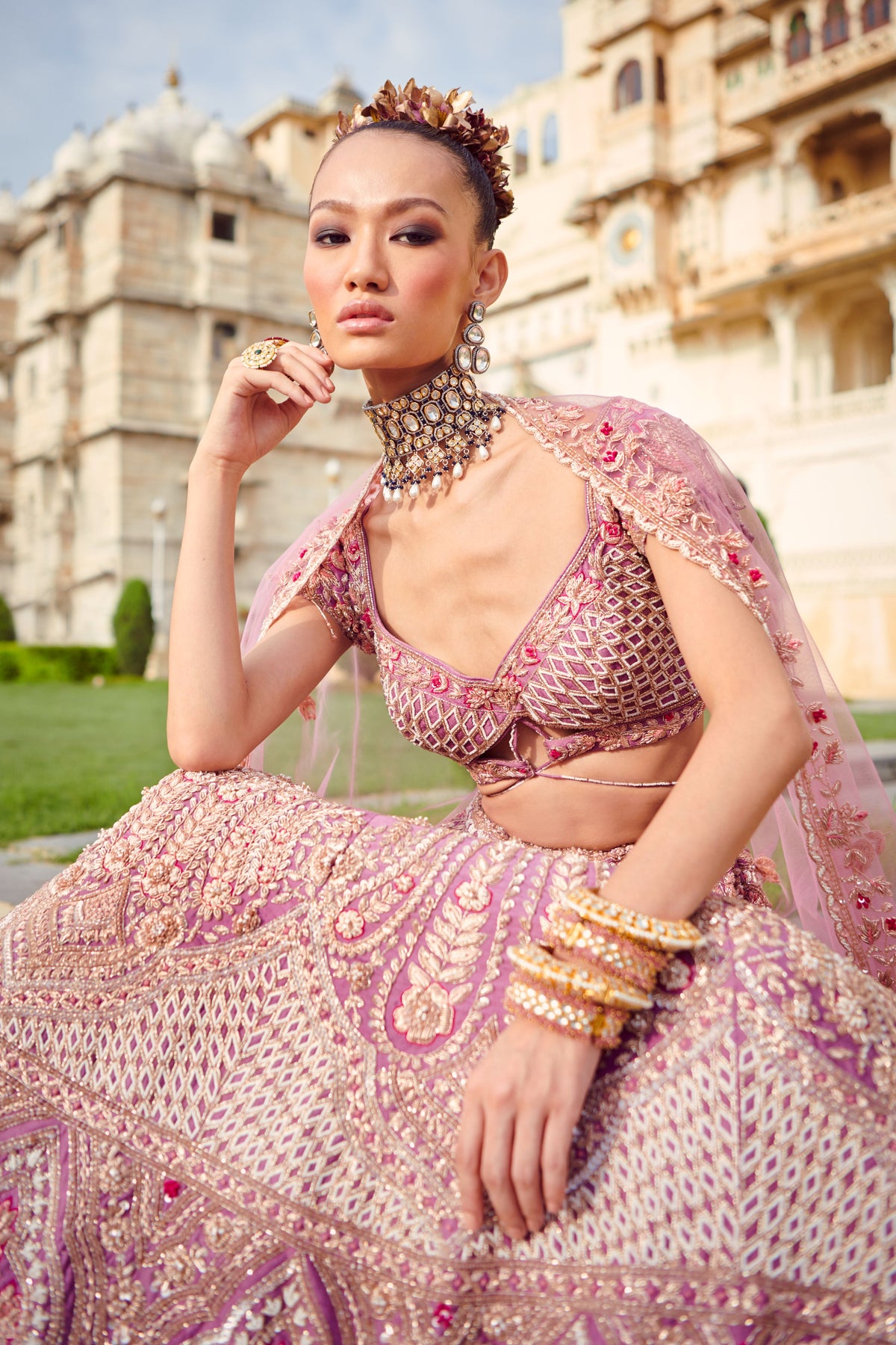 Pastel Lavender Bridal Lehenga