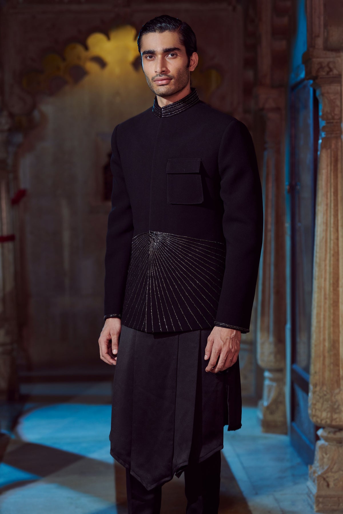 Black V Shaped Kurta