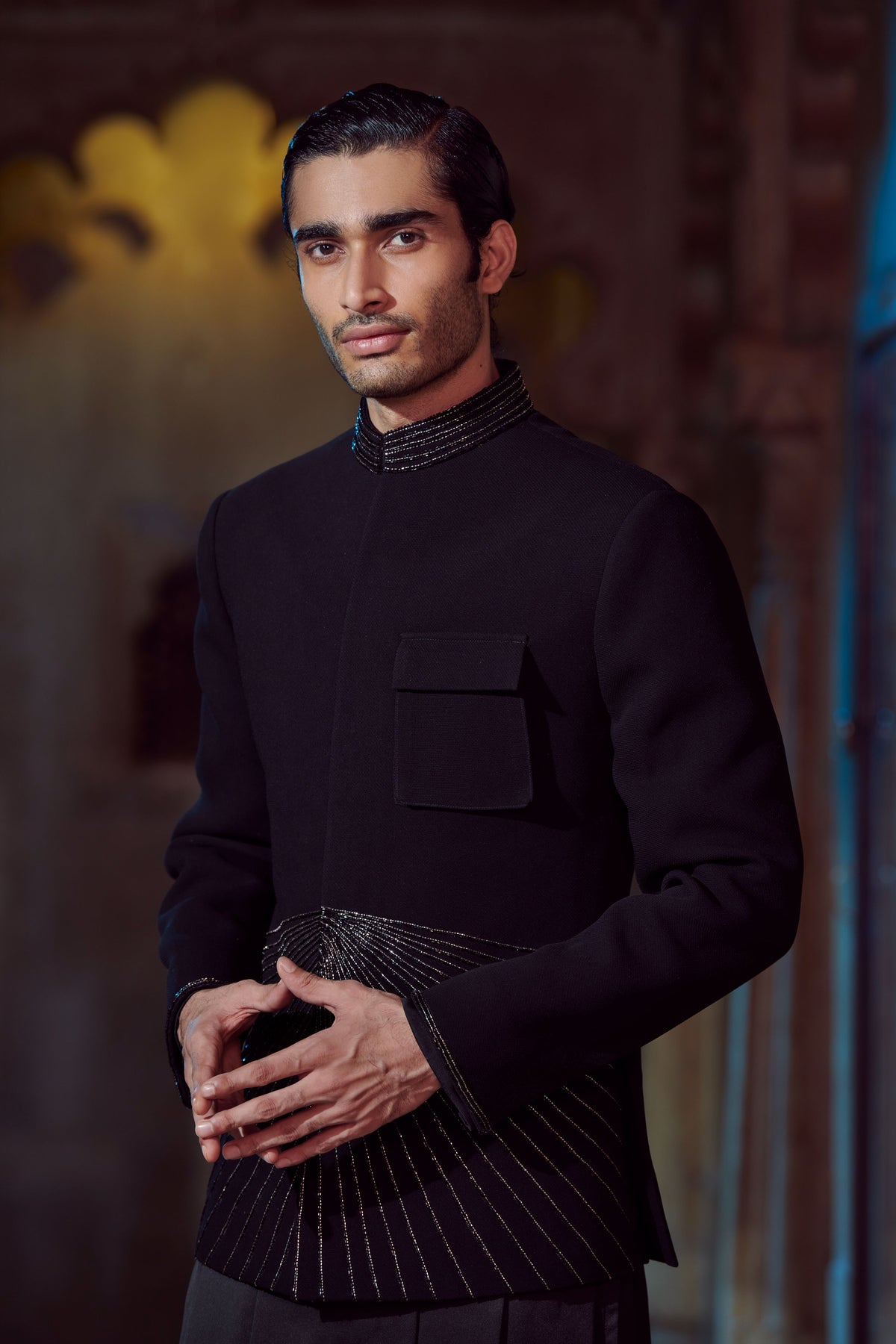 Black V Shaped Kurta