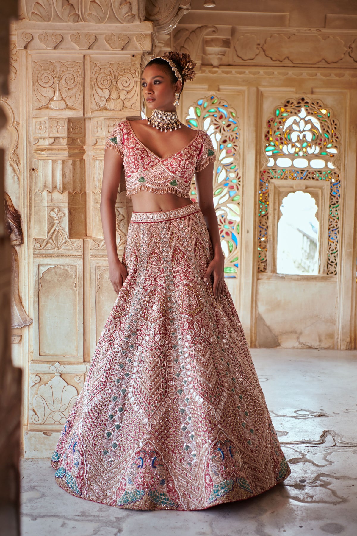 Onion Pink Bridal Lehenga