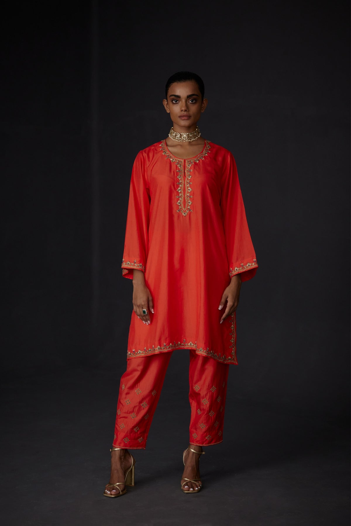 Embroidered Tunic &amp; Trouser Set