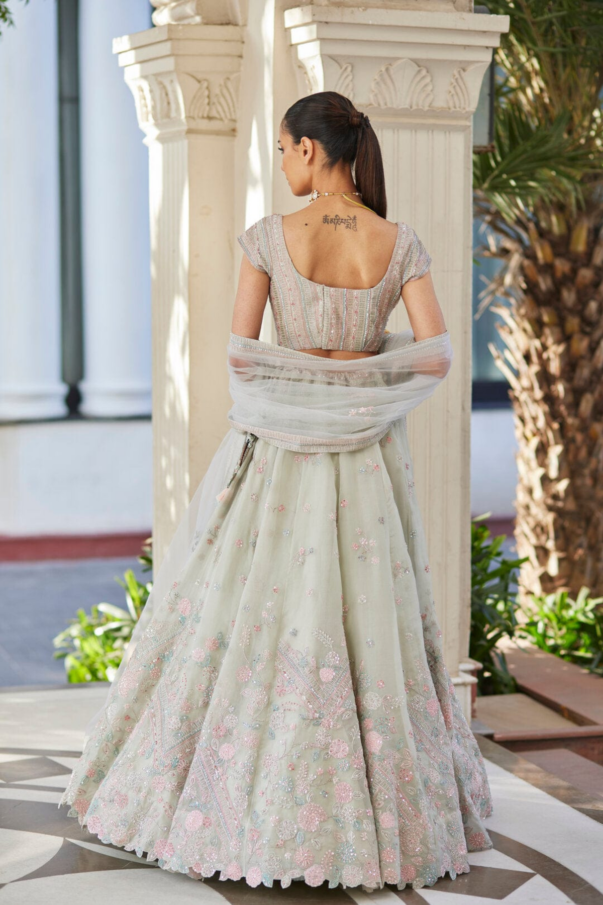 Cucumber Embroidered Lehenga Set