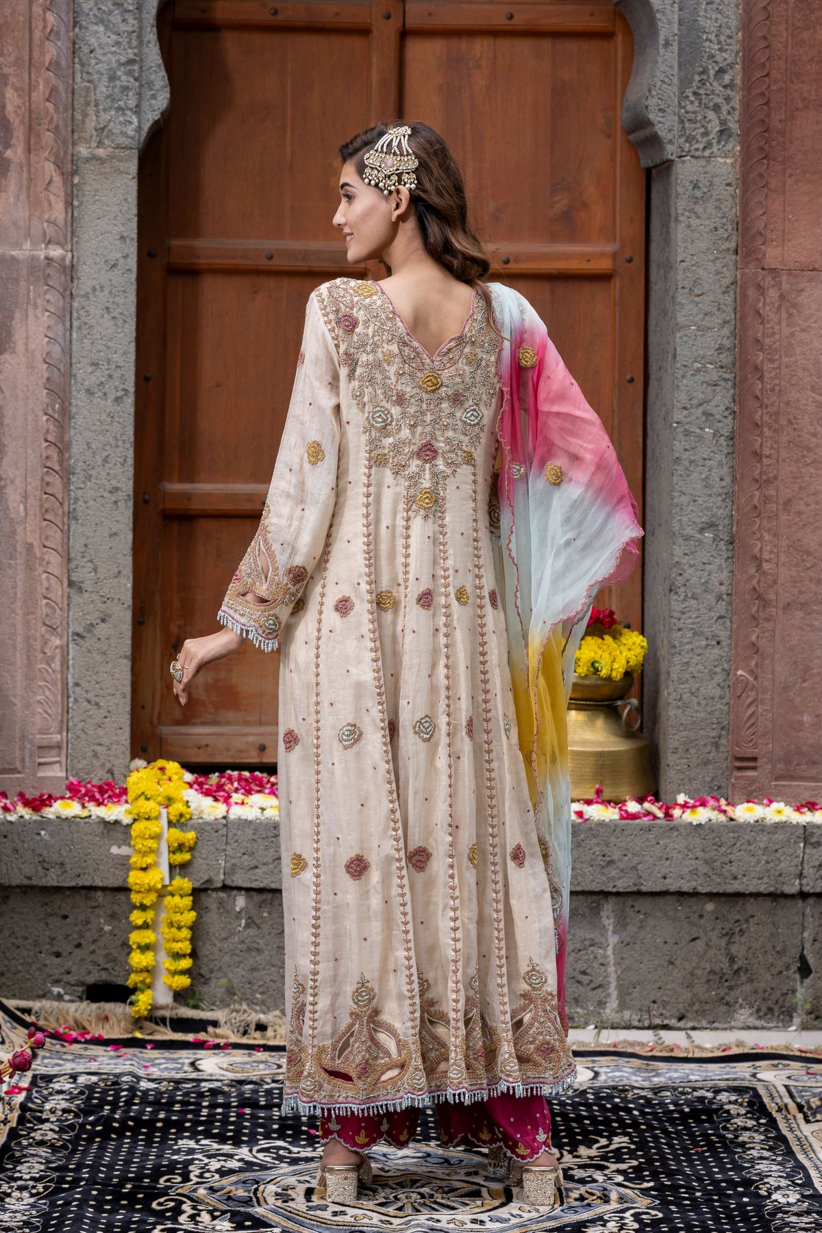 Beige Anarkali Set