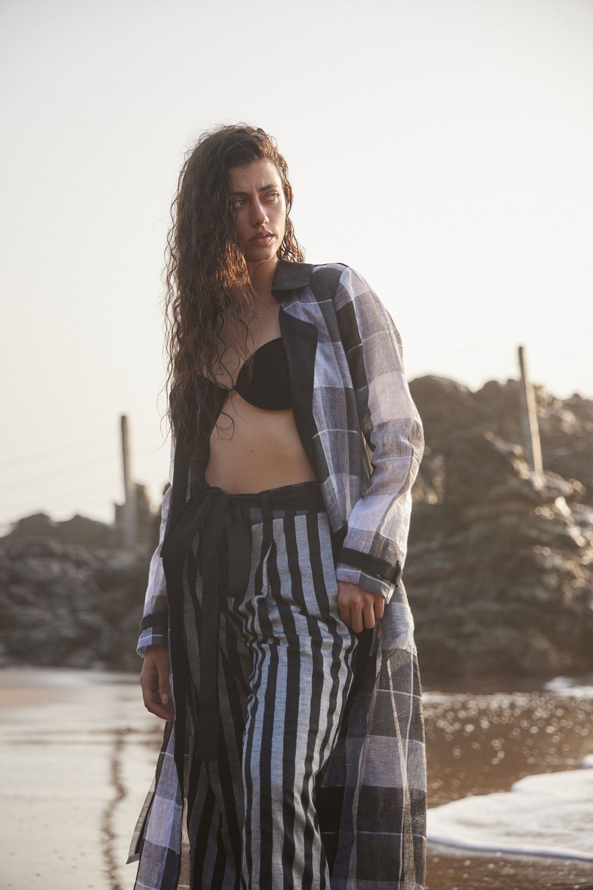 Stripe Ankle Length Pants