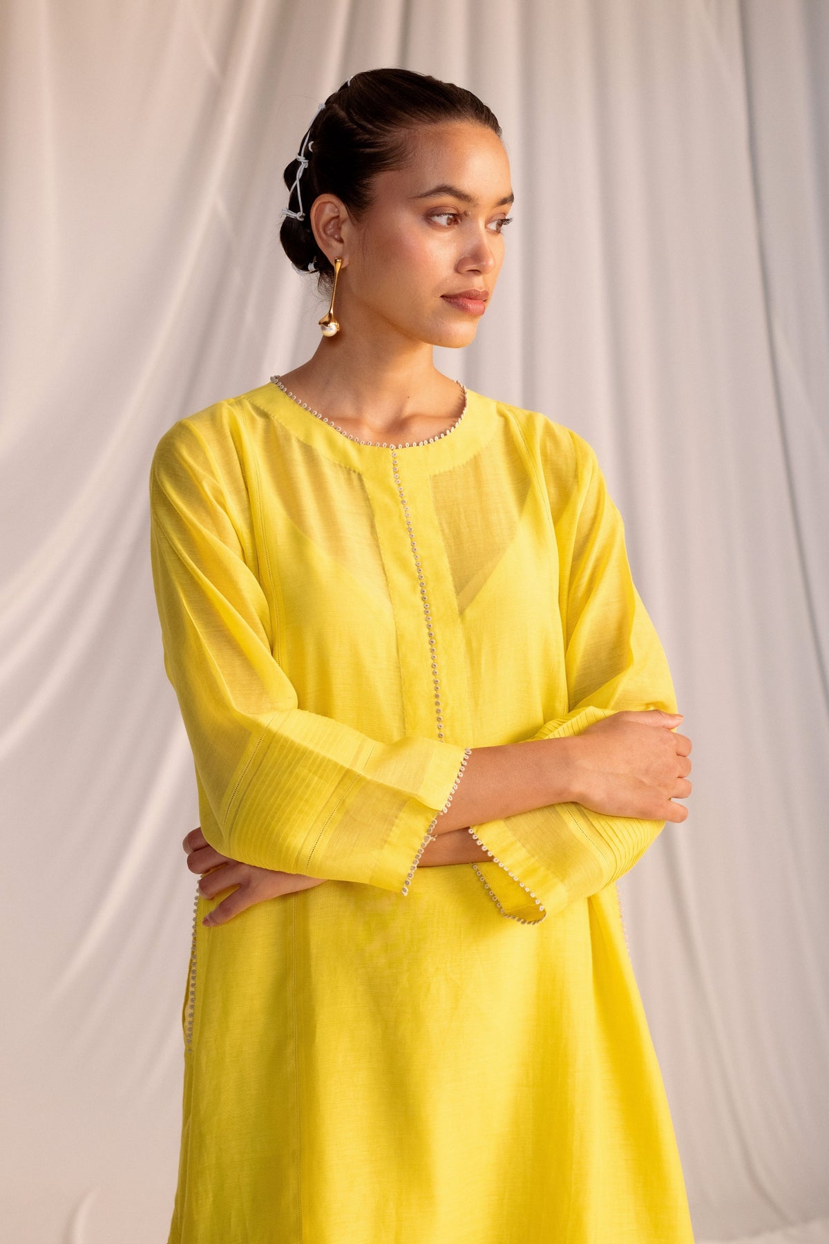 Lime Embroidered Tunic &amp; Trouser Set