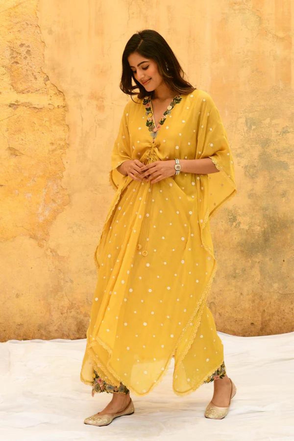 Yellow Orchid Heavy Kaftan Set