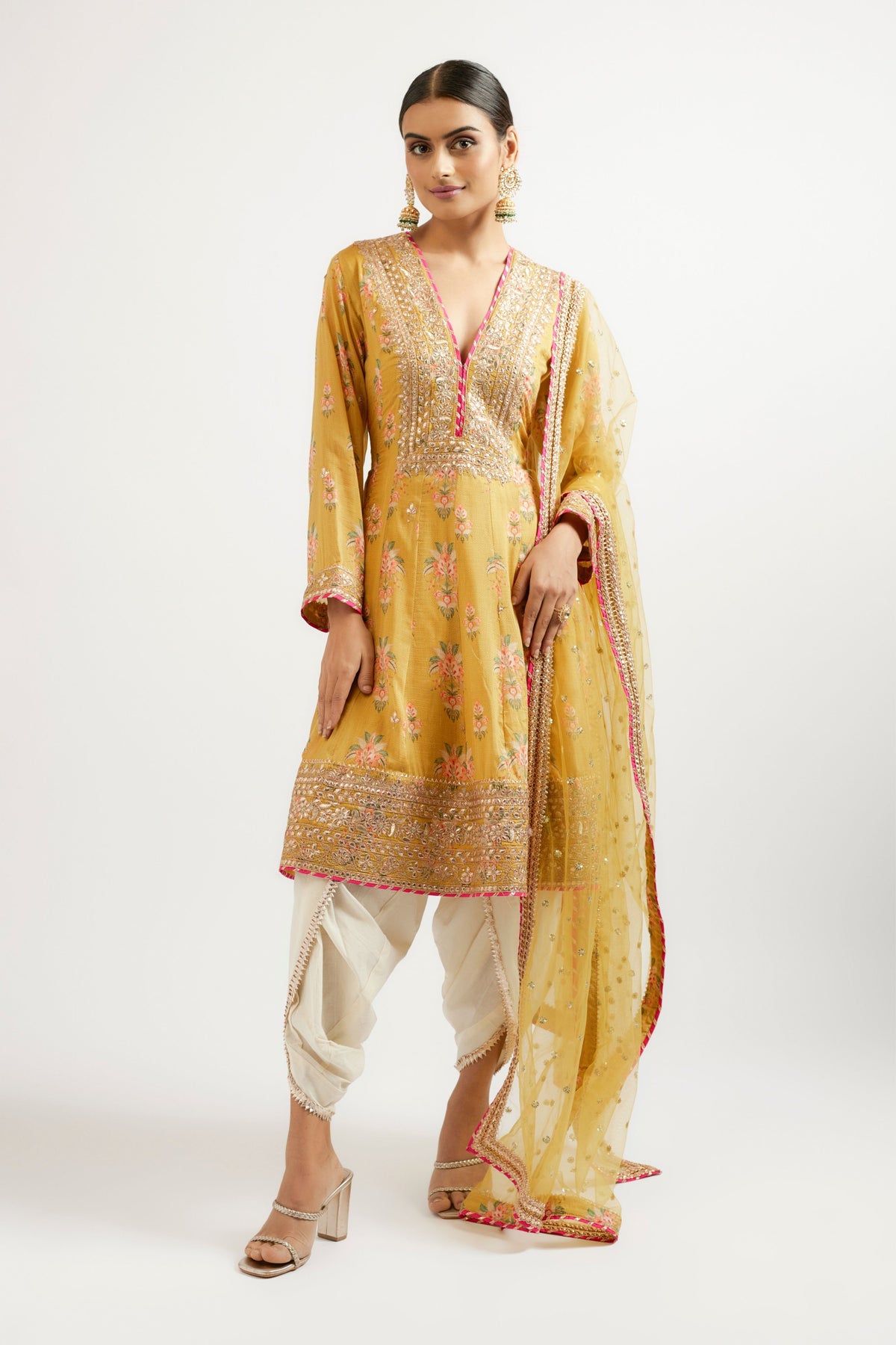 Mustard Ekta Kurta Dhoti Set