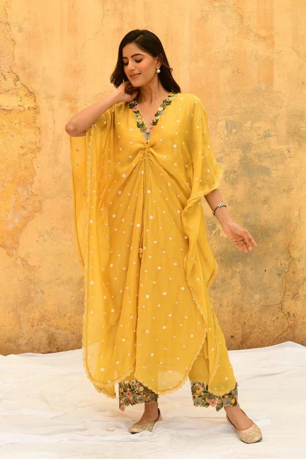 Yellow Orchid Heavy Kaftan Set