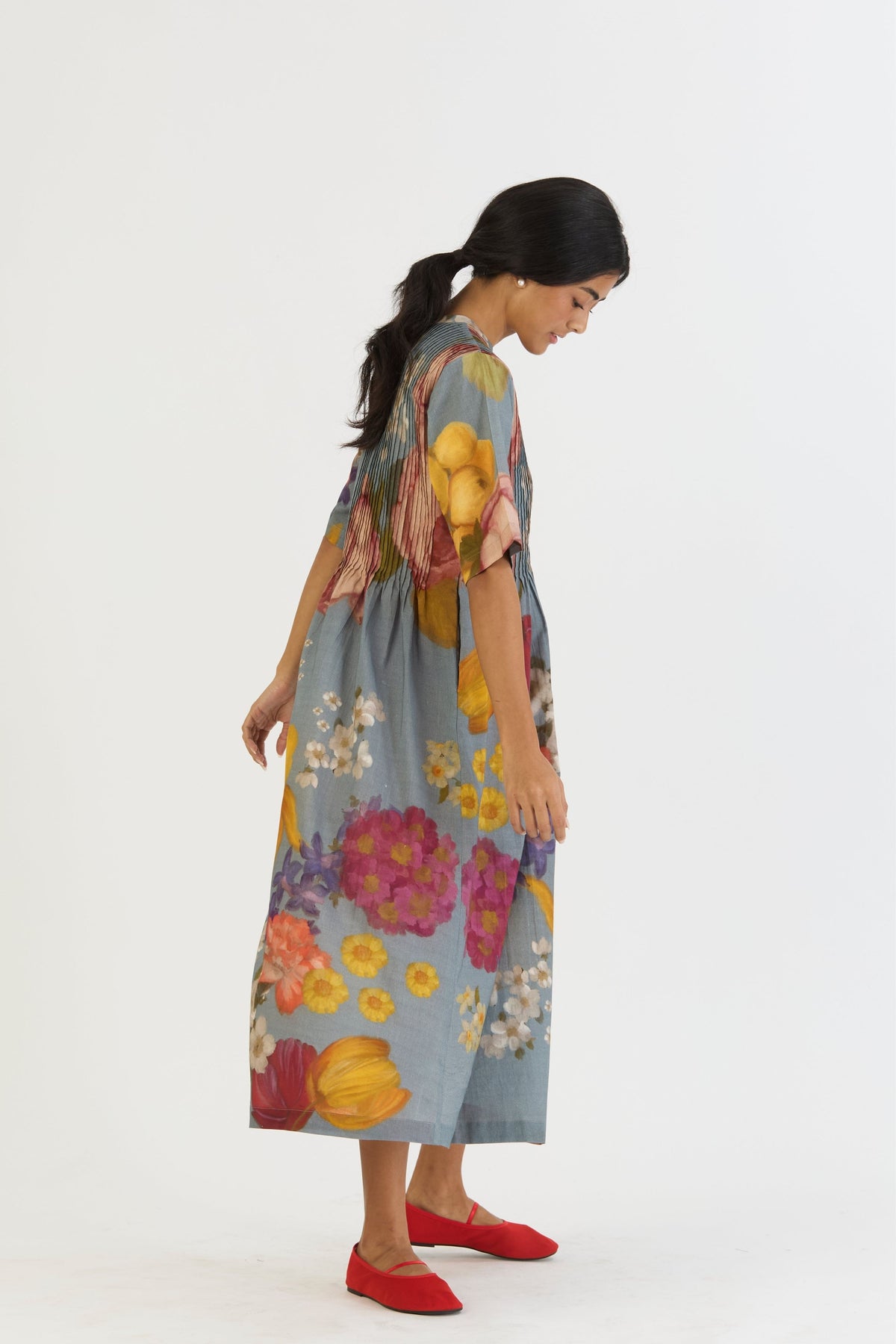 Indigo Rose Pintucks Dress