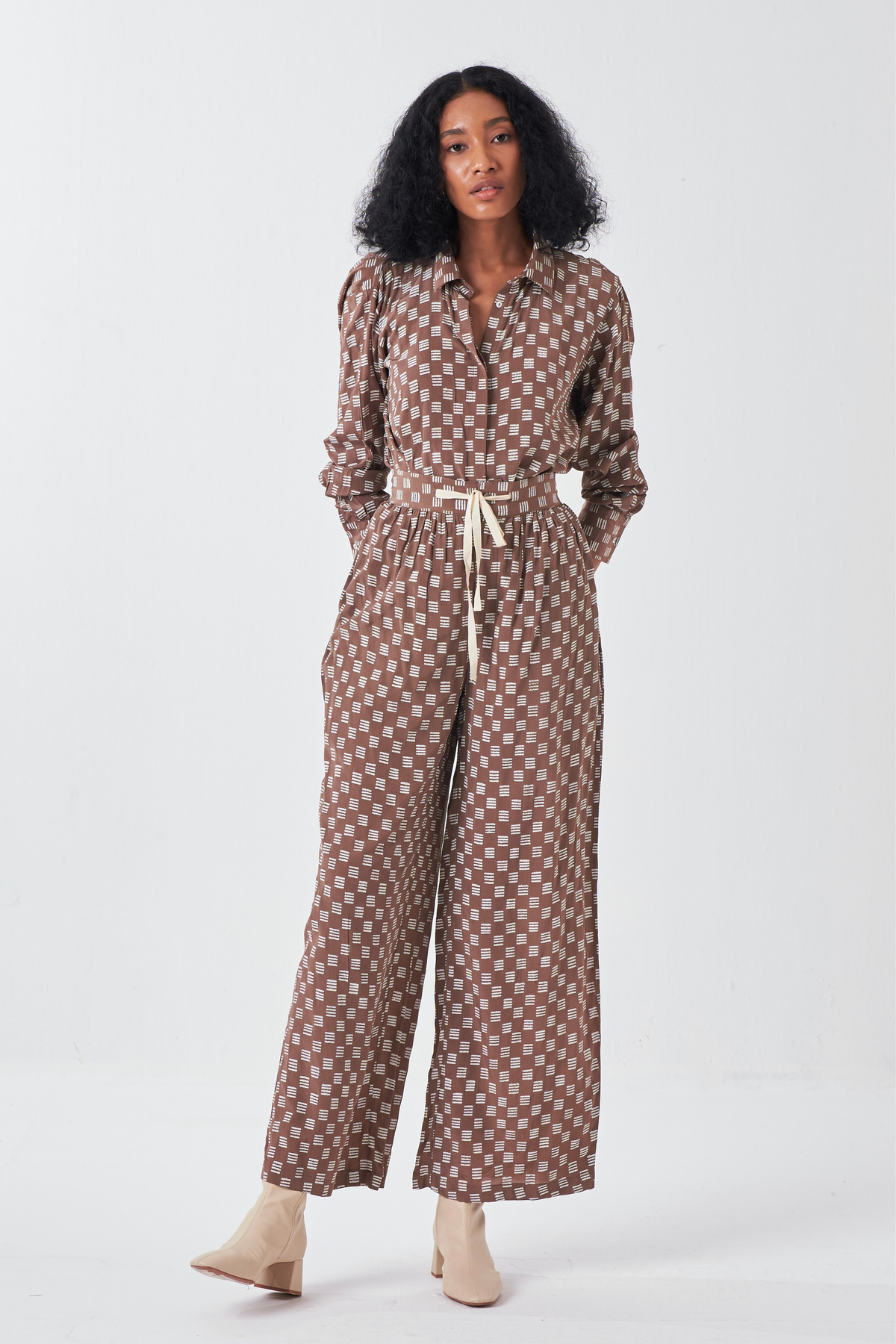 Brick Print Shirt Co-ord Set