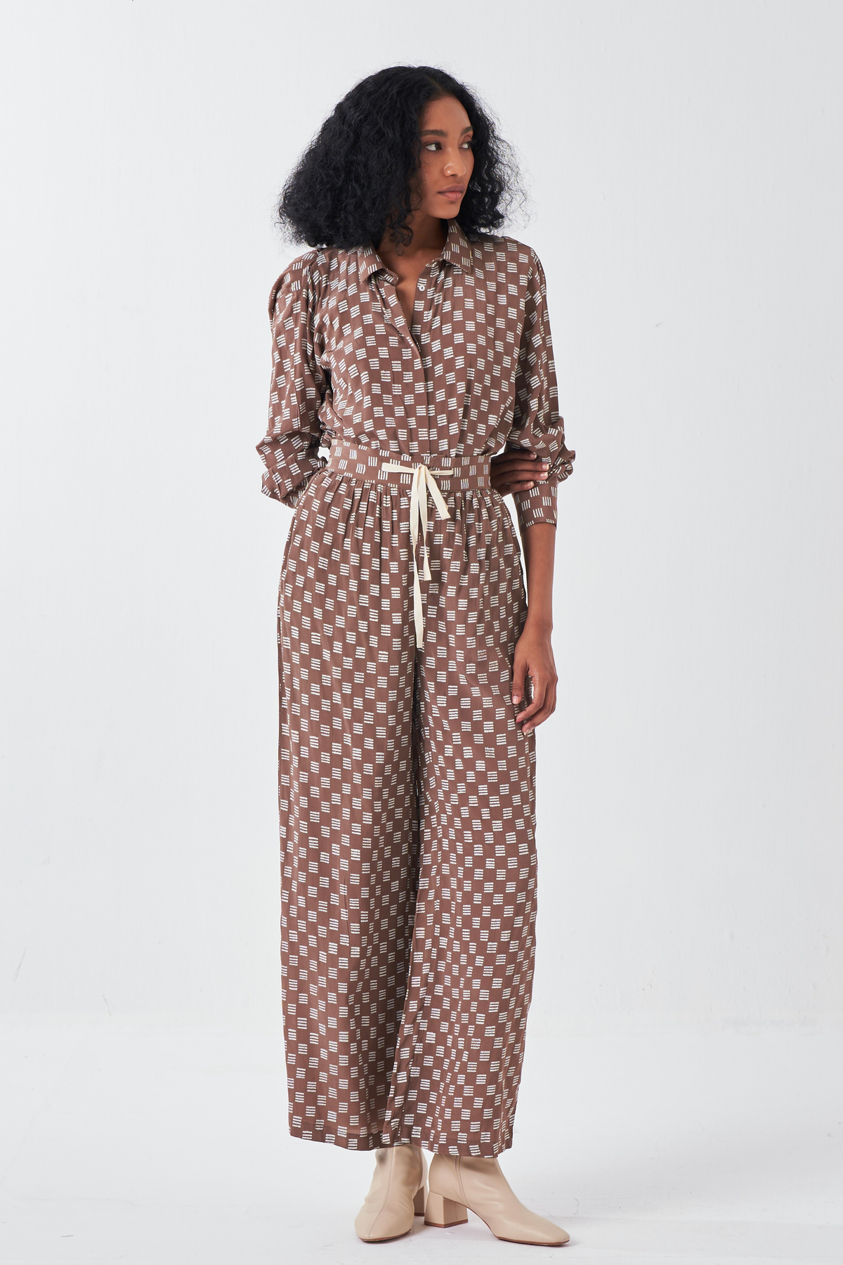 Brick Print Shirt Co-ord Set