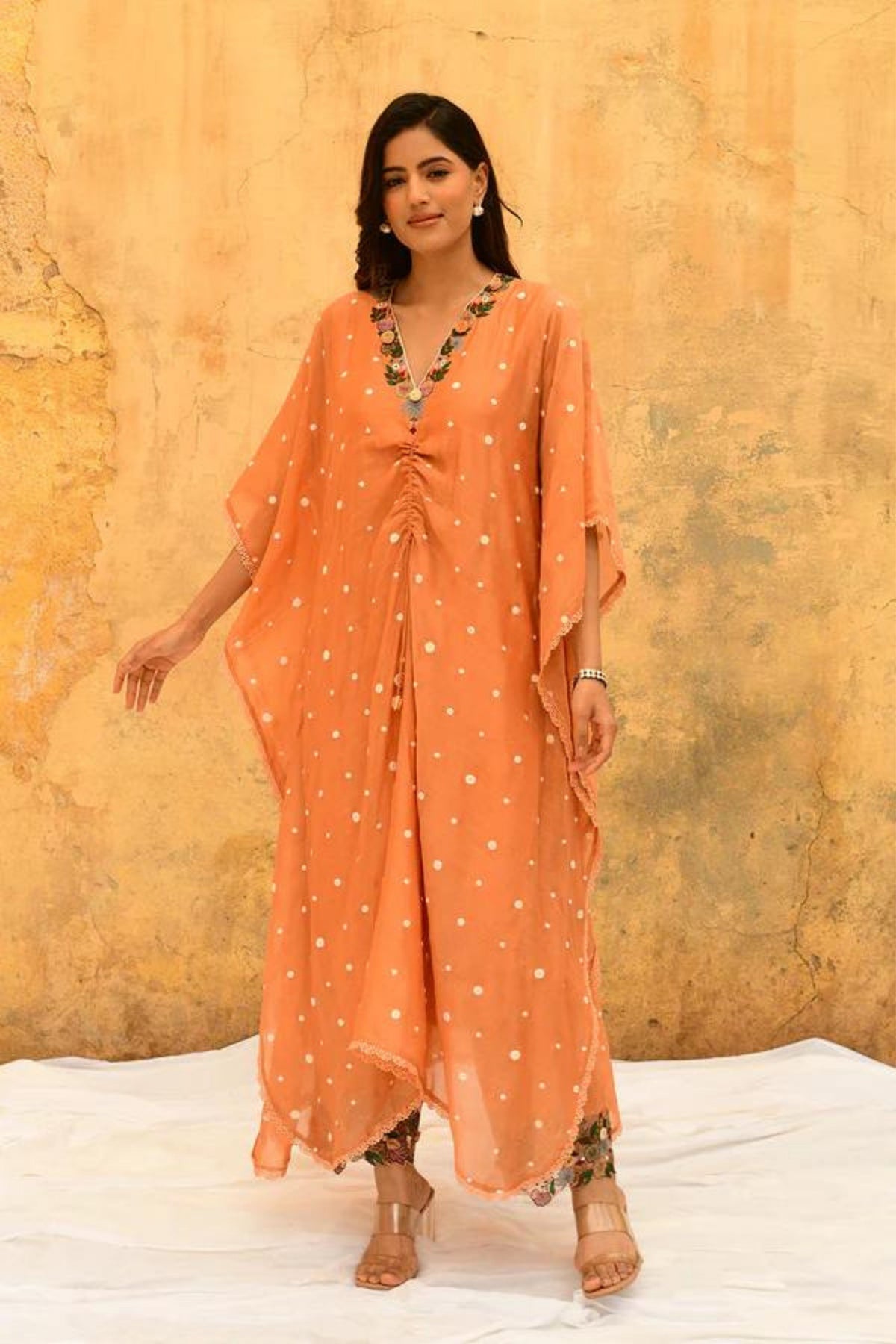 Peach Orchid Heavy Kaftan Set