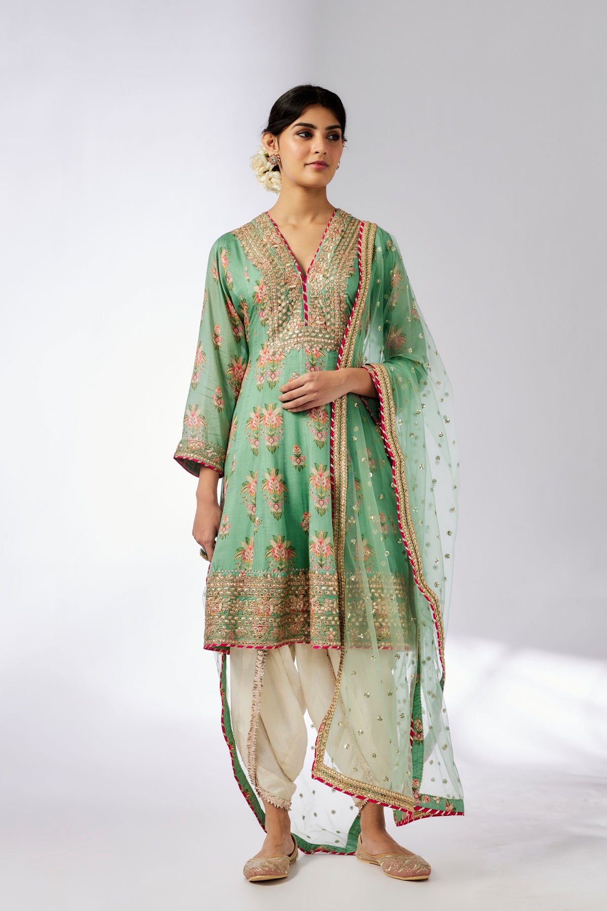 Mint Ekta Kurta Dhoti Set