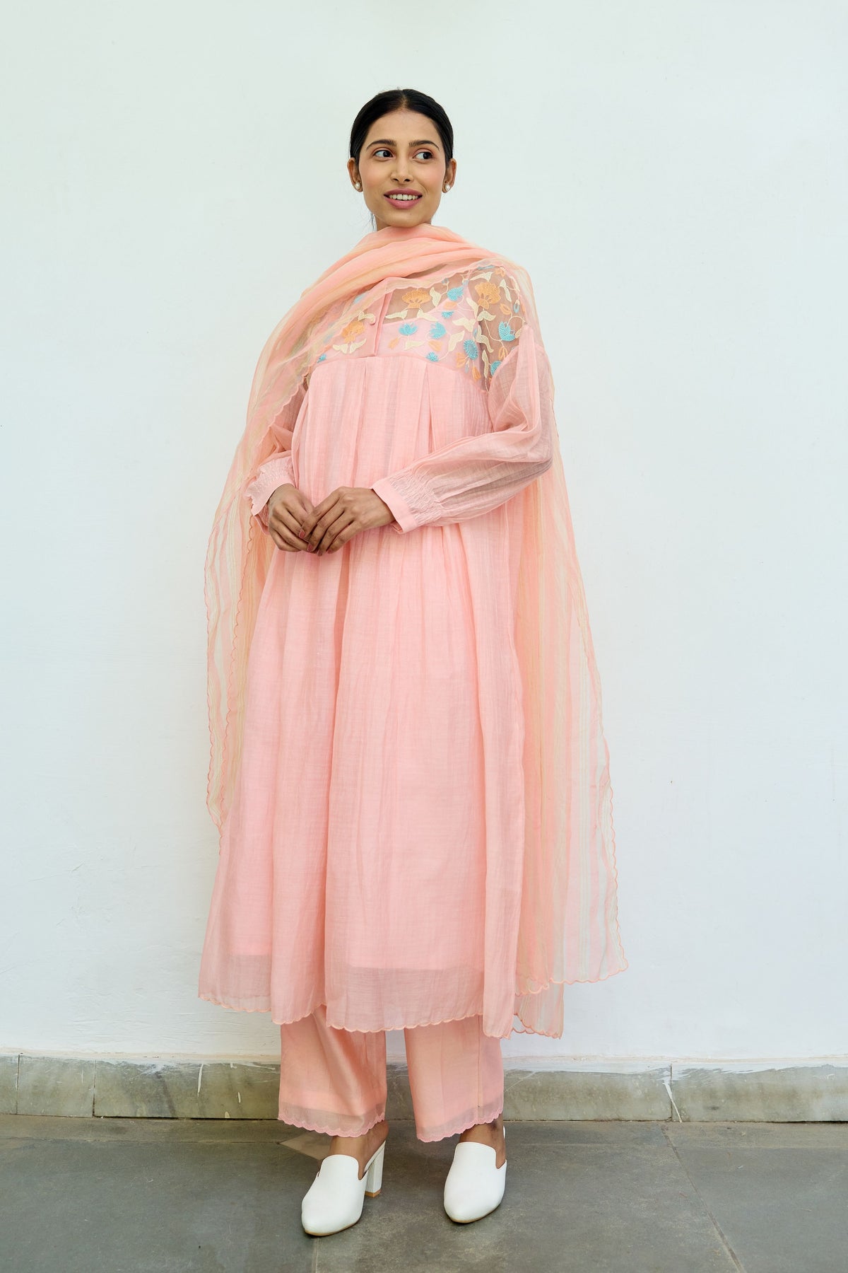 Pink Silk Organza Dupatta