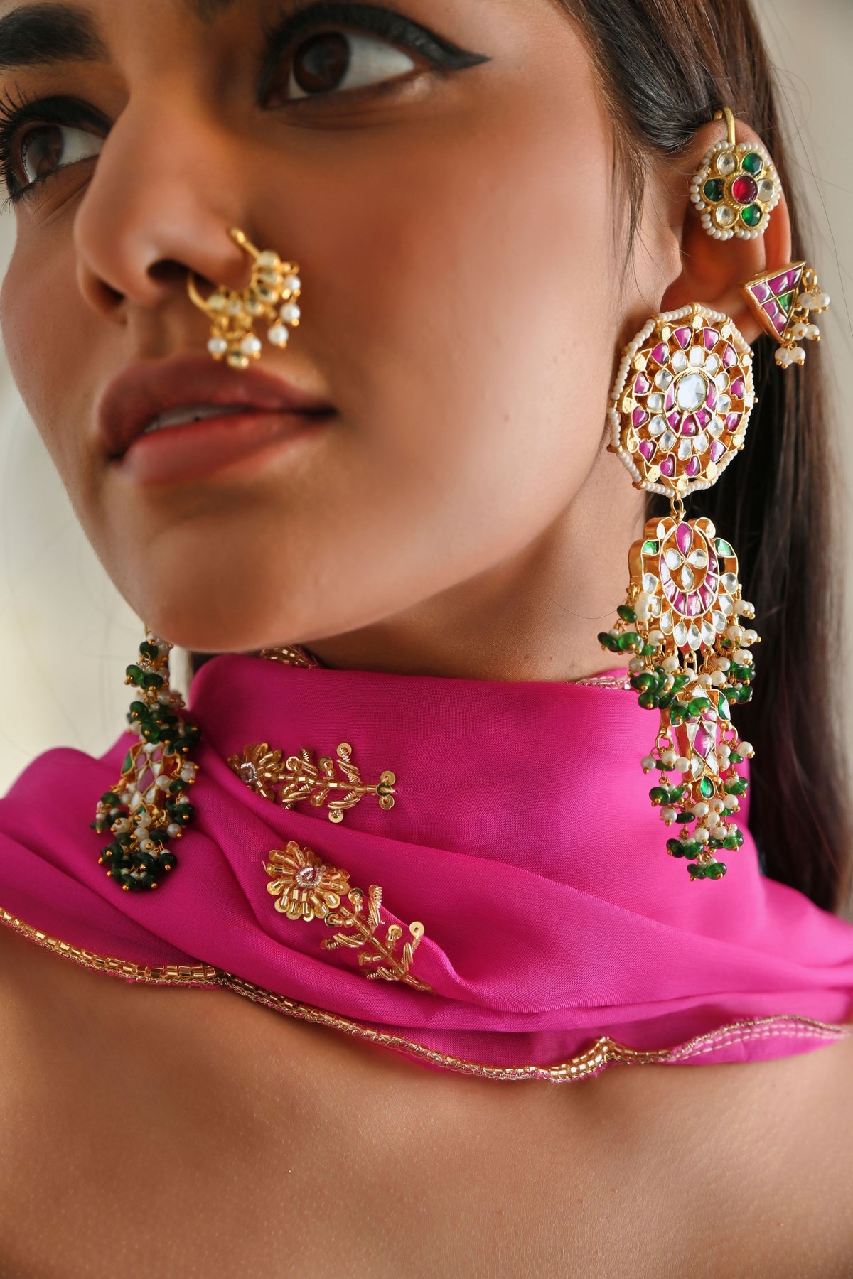 Bright Pink Embroidered Anarkali Set