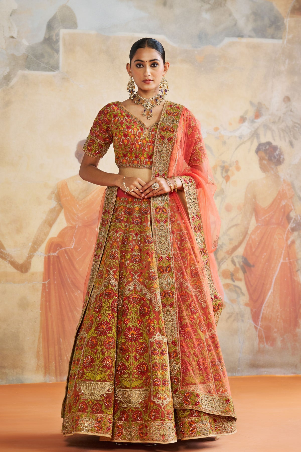 Rust Orange Lehenga Set