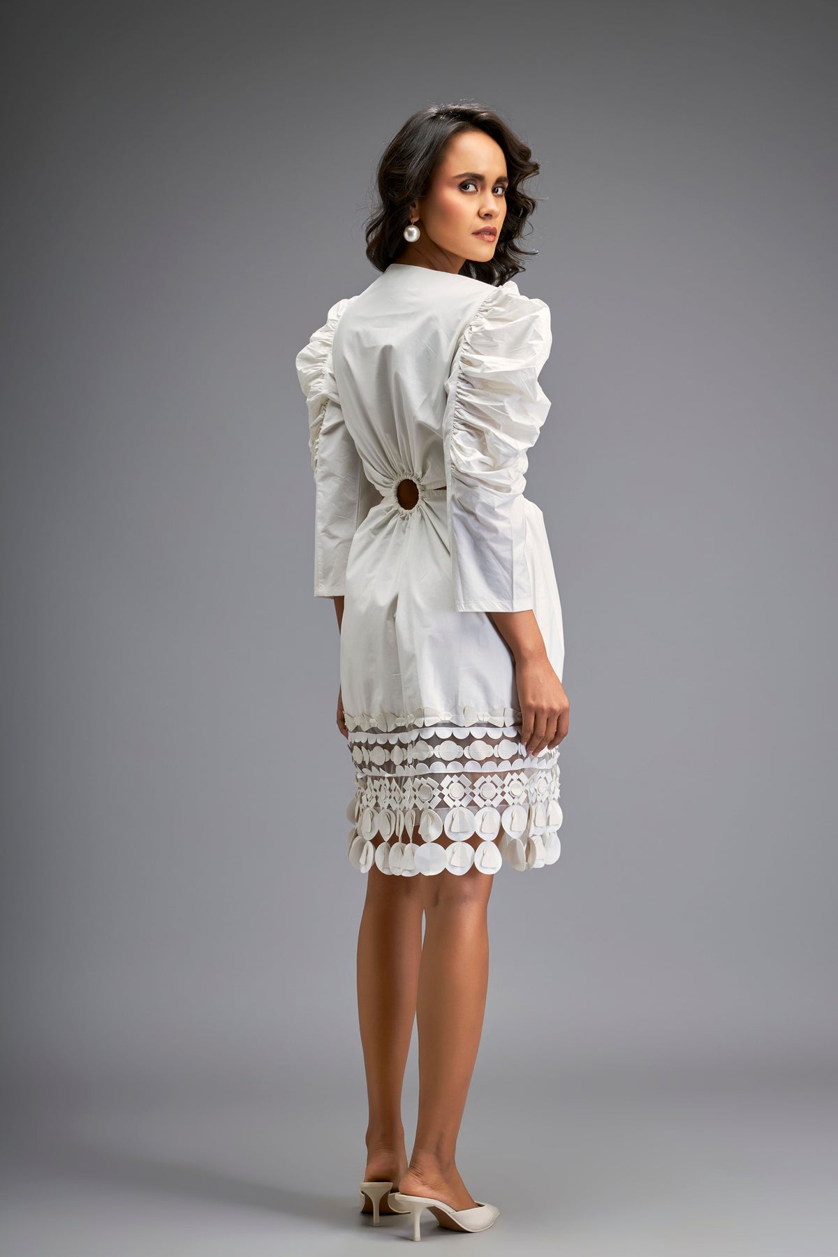 White Puff Sleeves Dress