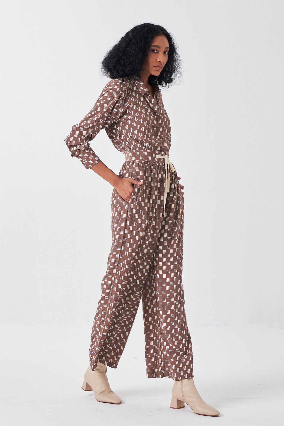 Brick Print Shirt Co-ord Set