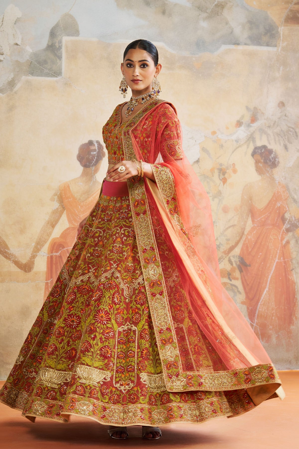 Rust Orange Lehenga Set