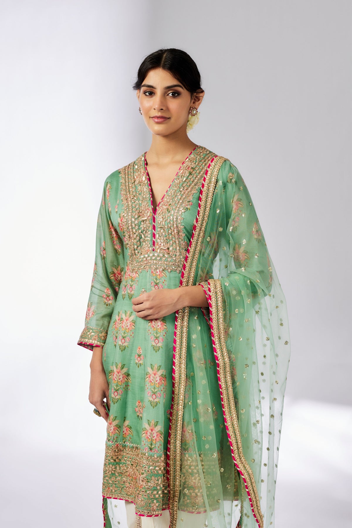 Mint Ekta Kurta Dhoti Set