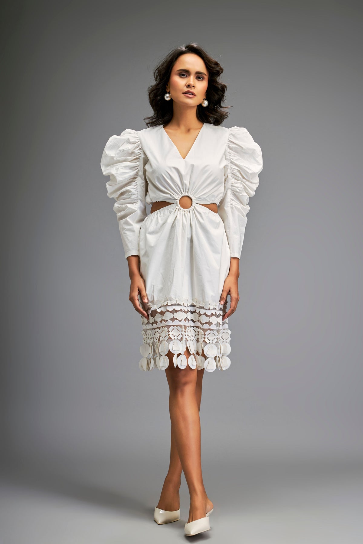 White Puff Sleeves Dress