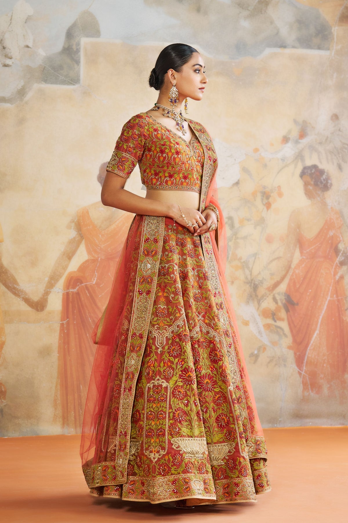 Rust Orange Lehenga Set