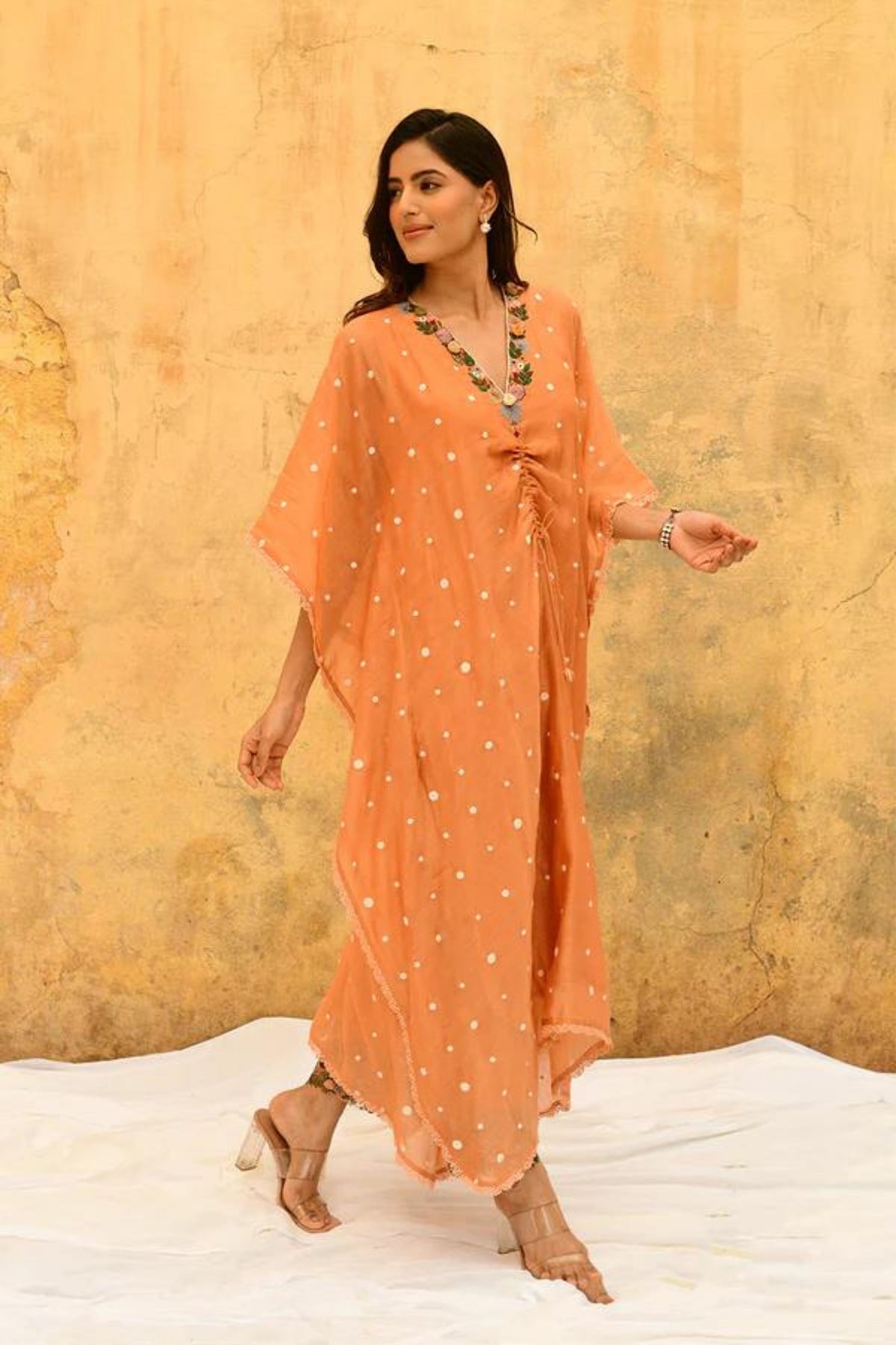 Peach Orchid Heavy Kaftan Set