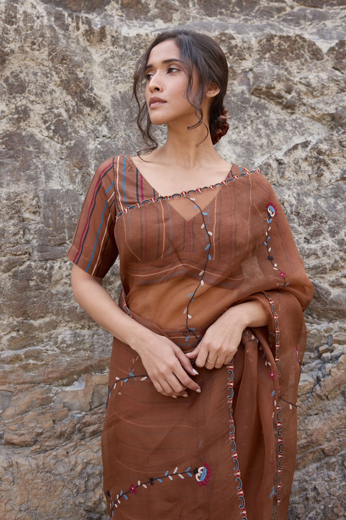 Brown Striped Blouse