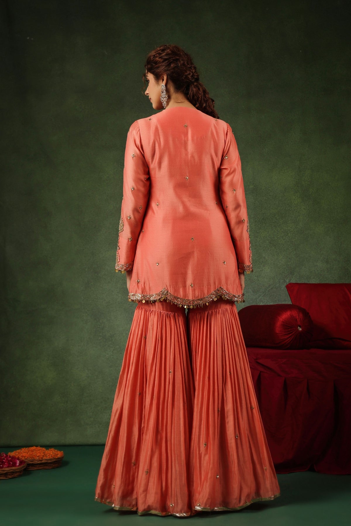 Peach Pakeezah Narangi Sharara Set