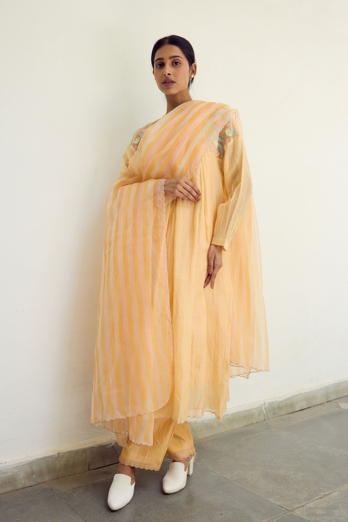 Peach Silk Organza Dupatta