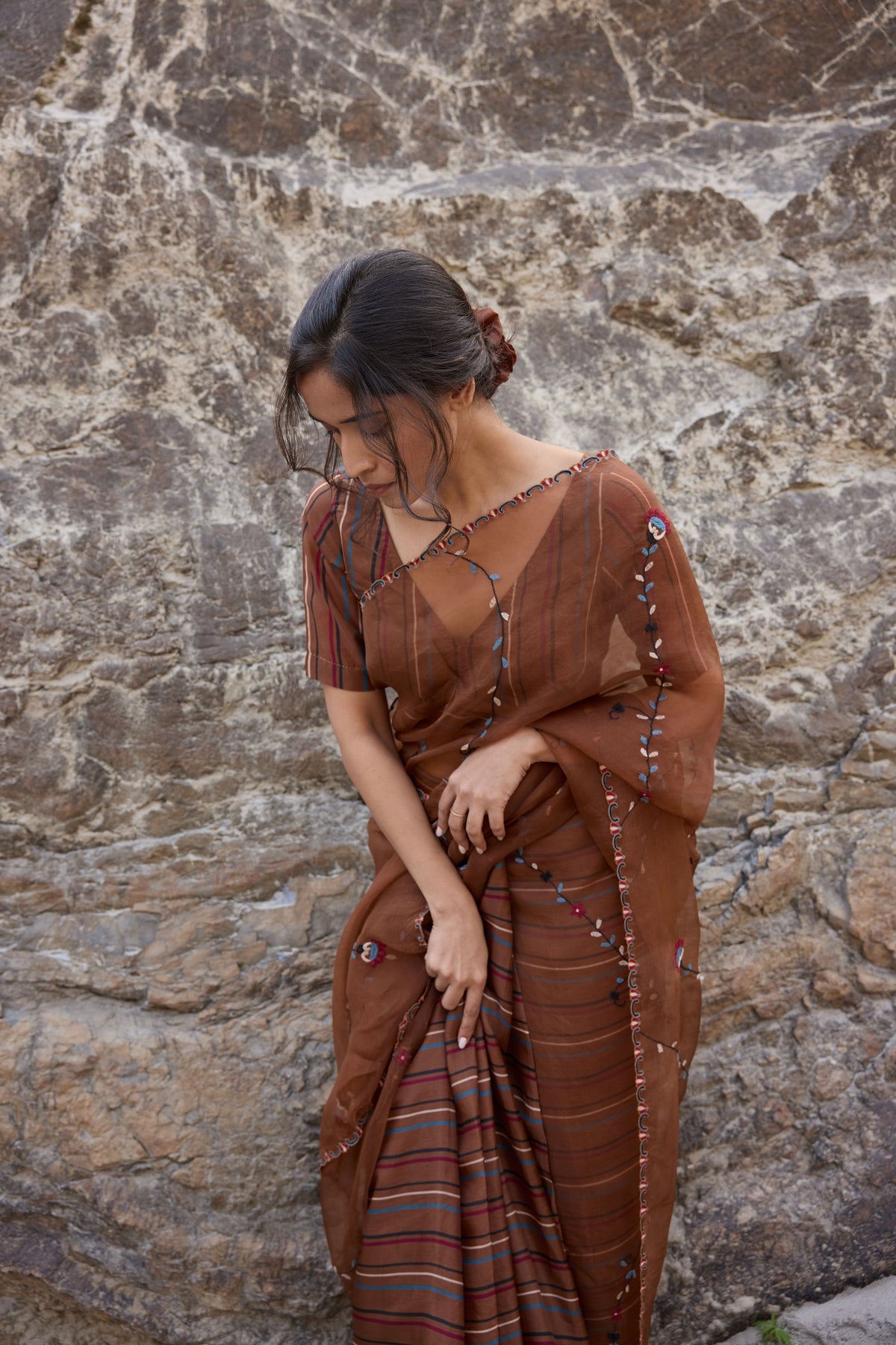 Brown Striped Blouse