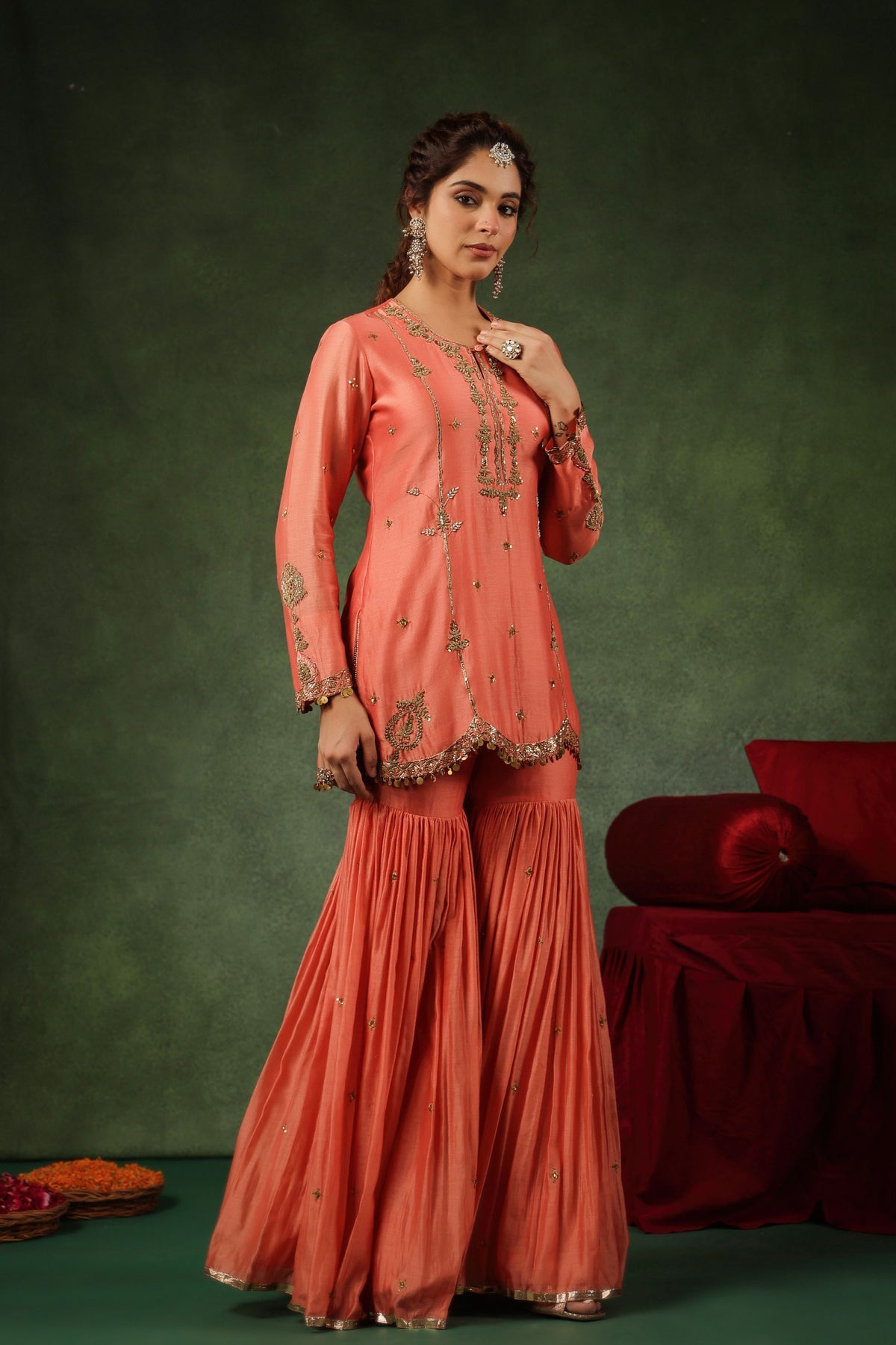 Peach Pakeezah Narangi Sharara Set