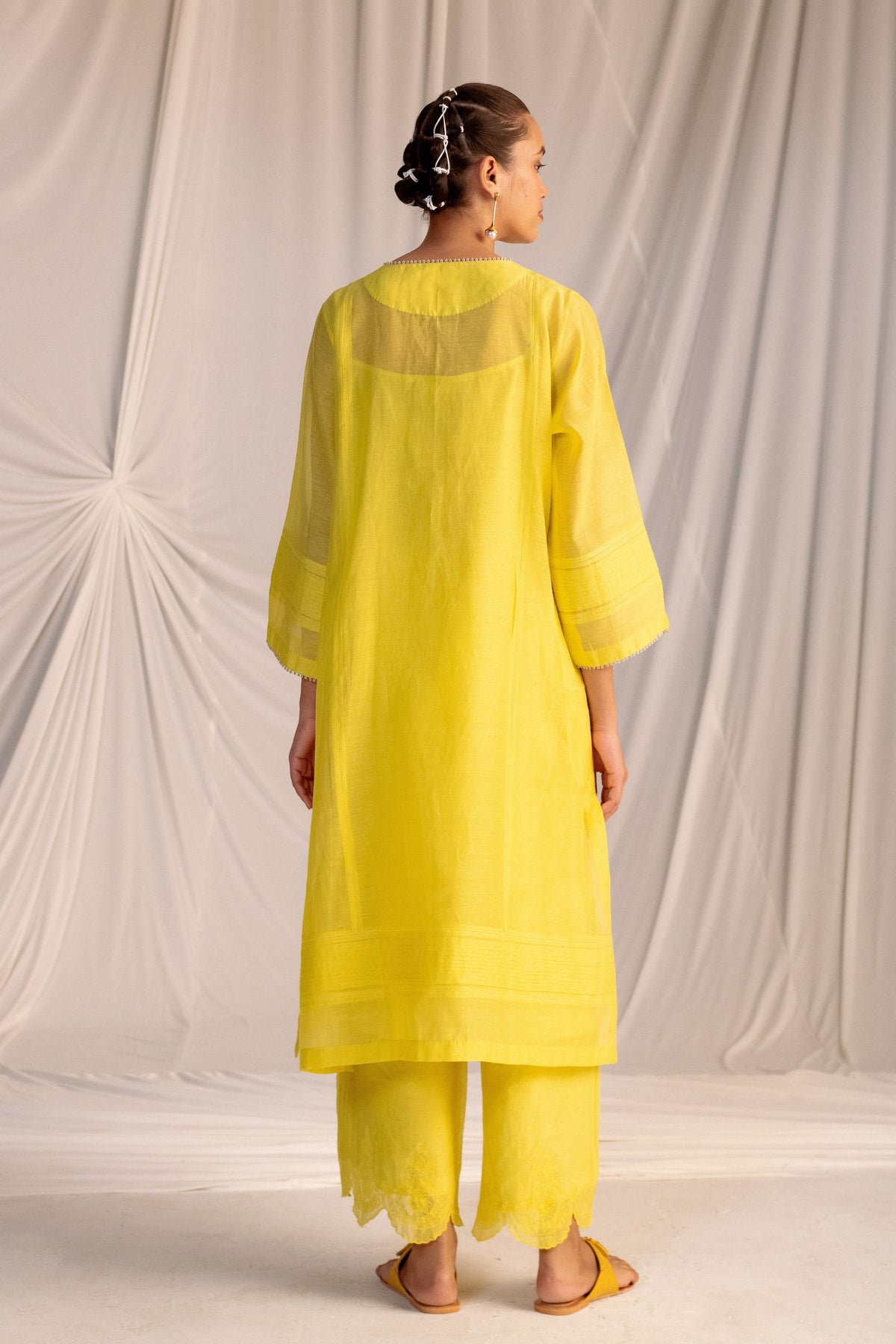 Lime Embroidered Tunic &amp; Trouser Set