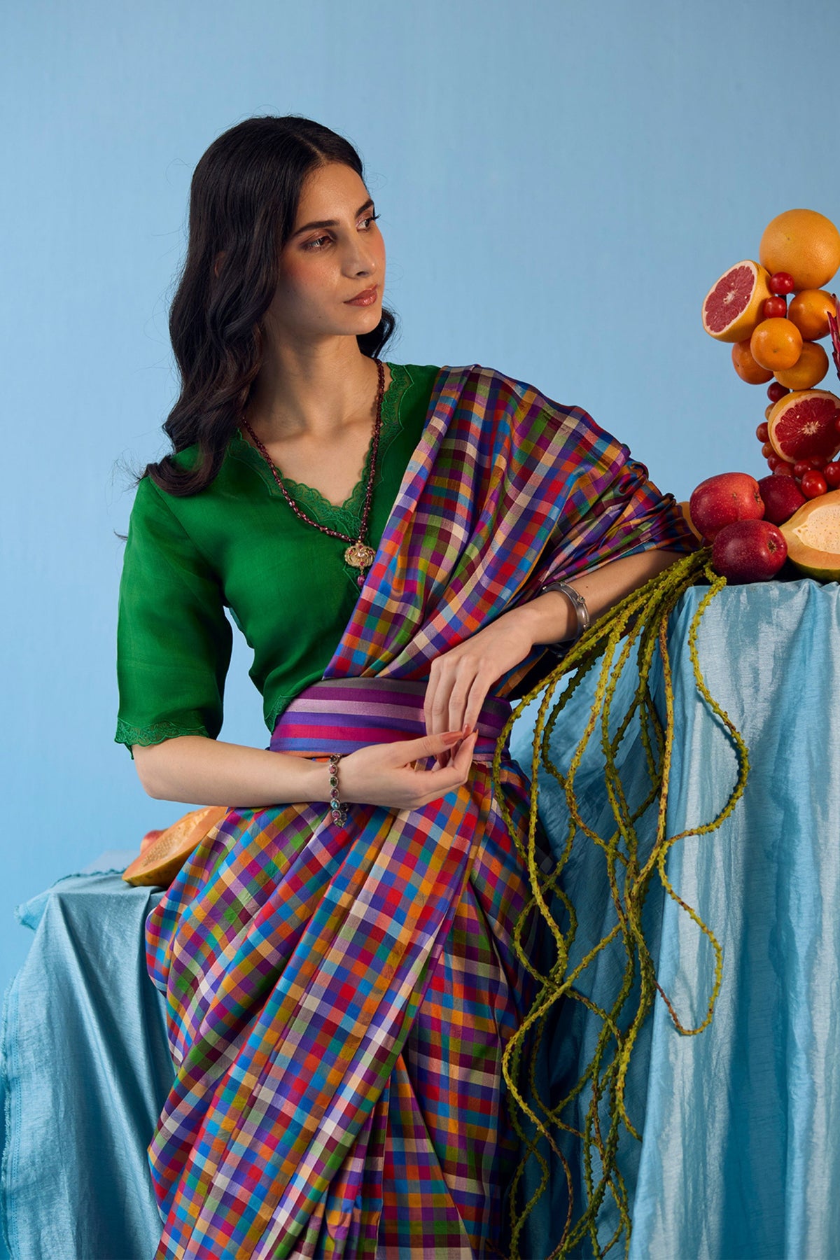 Playful Mosaic Checks Saree