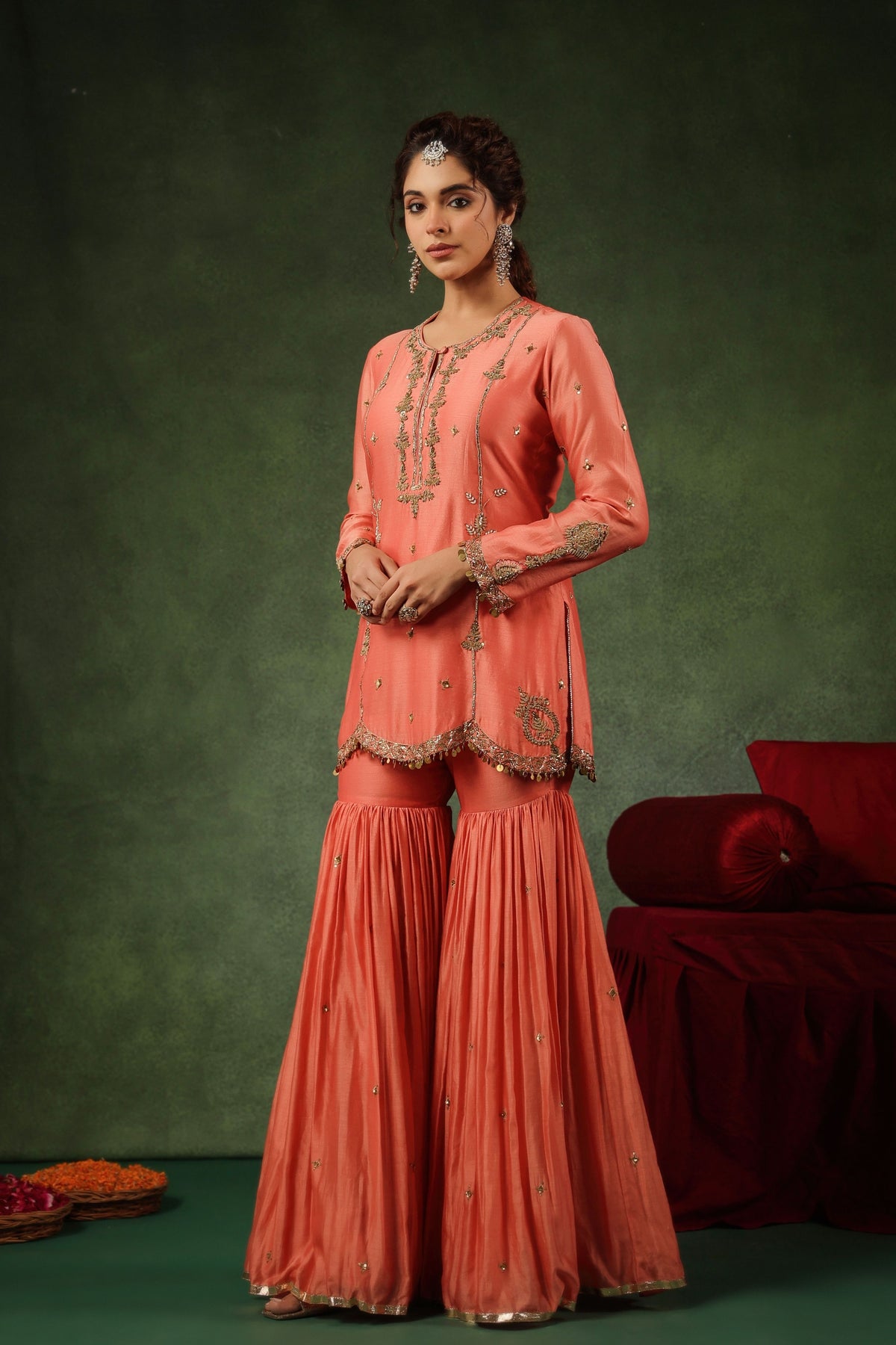 Peach Pakeezah Narangi Sharara Set