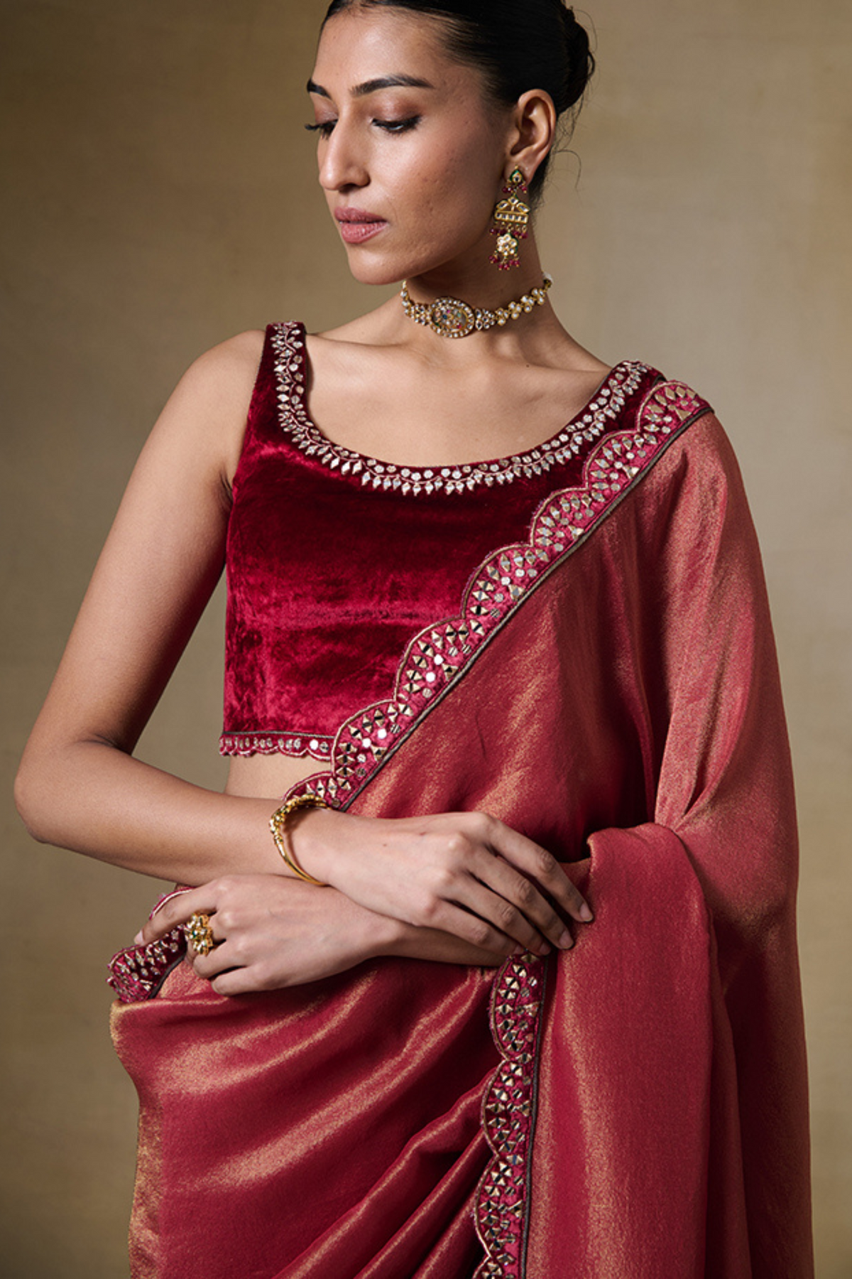 Alam Saree in Maroon