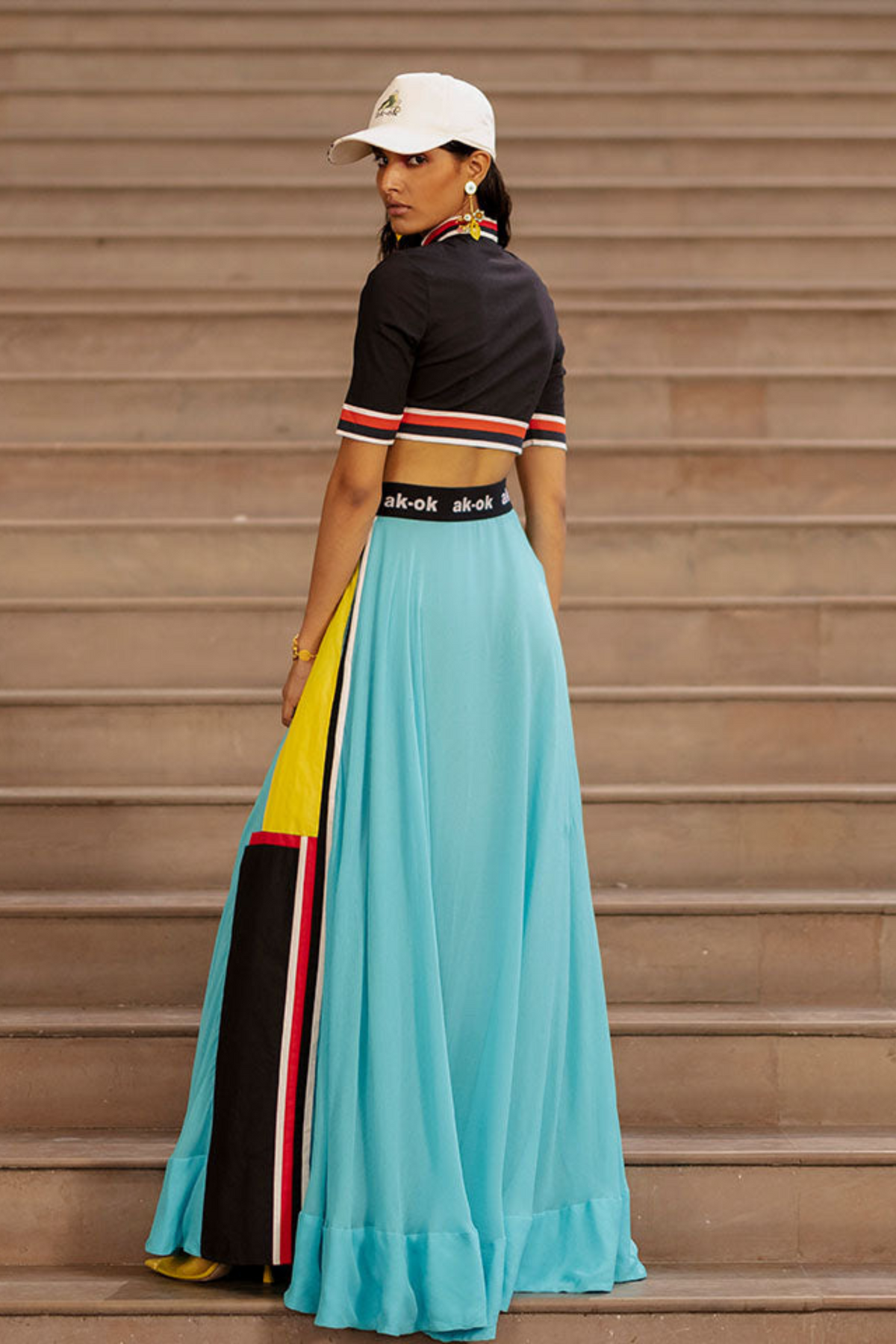 Lehenga Skirt And Top With Sporty Detail