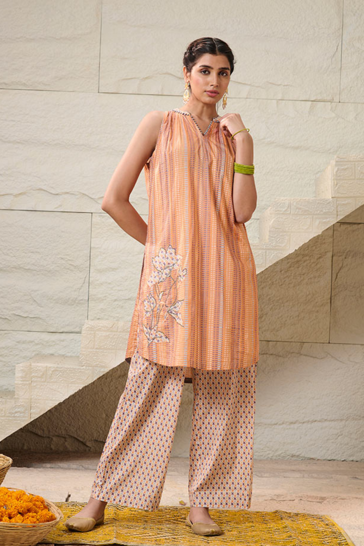 Geet Peach Kurta Set