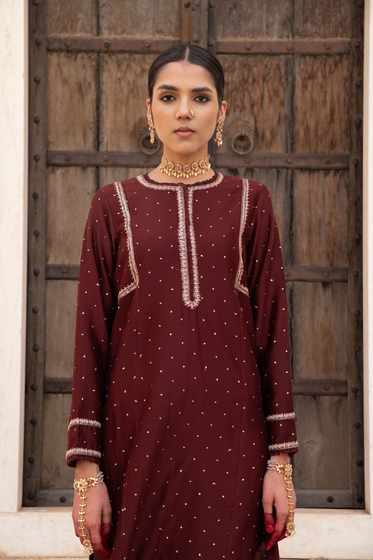 Dark Maroon Kurta Set