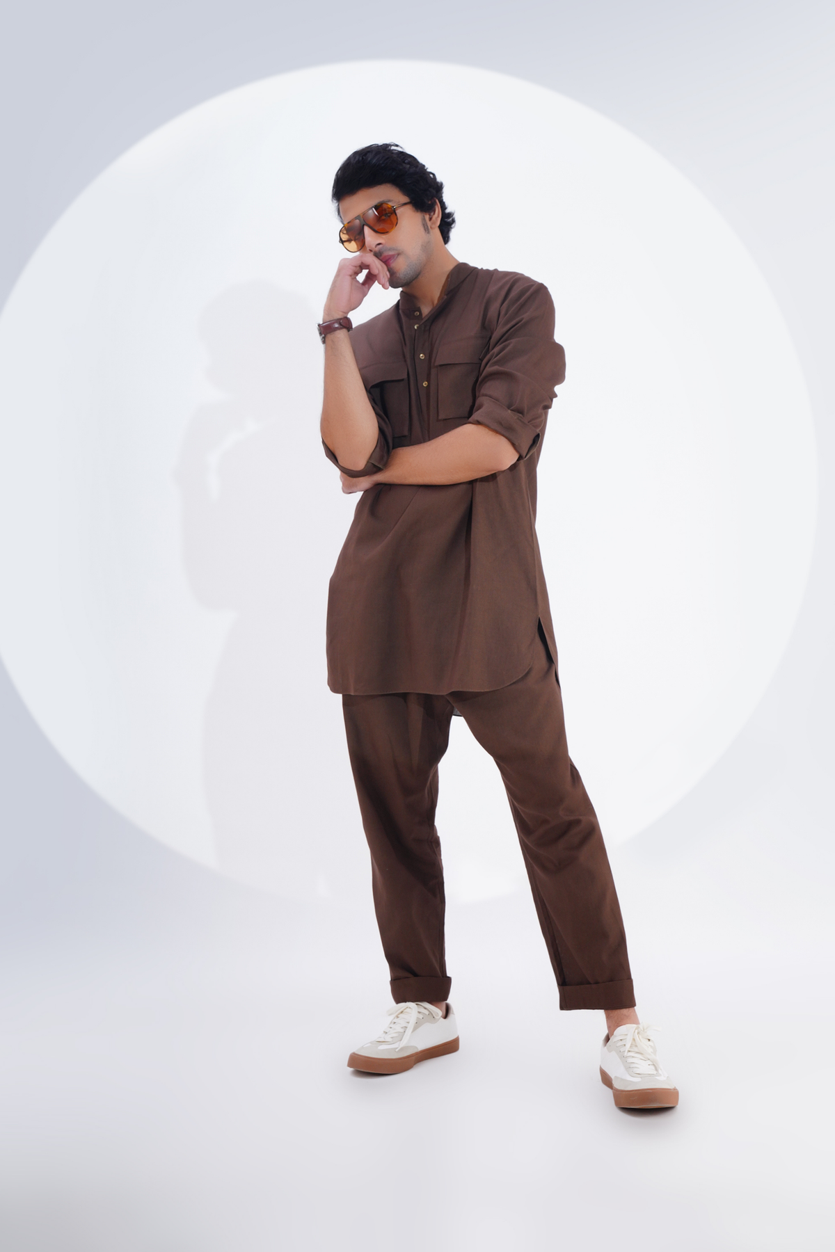 Chocolate Linen Kurta Set